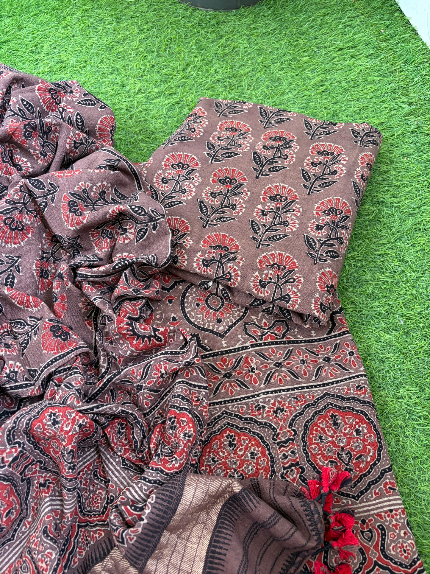 Kala Cotton Ajrakh Kurta bottom and dupatta