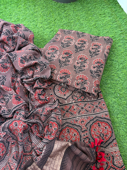 Kala Cotton Ajrakh Kurta bottom and dupatta