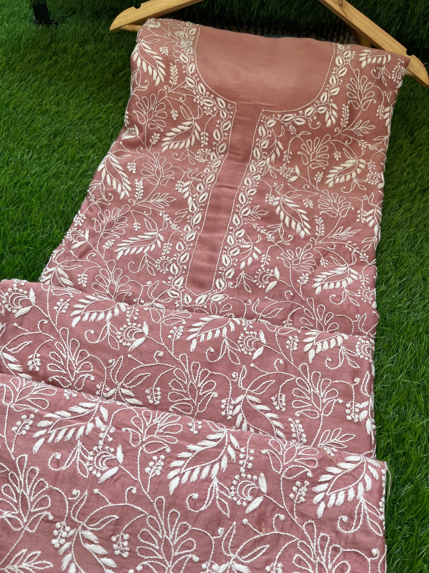 Chanderi chikankari kurta
