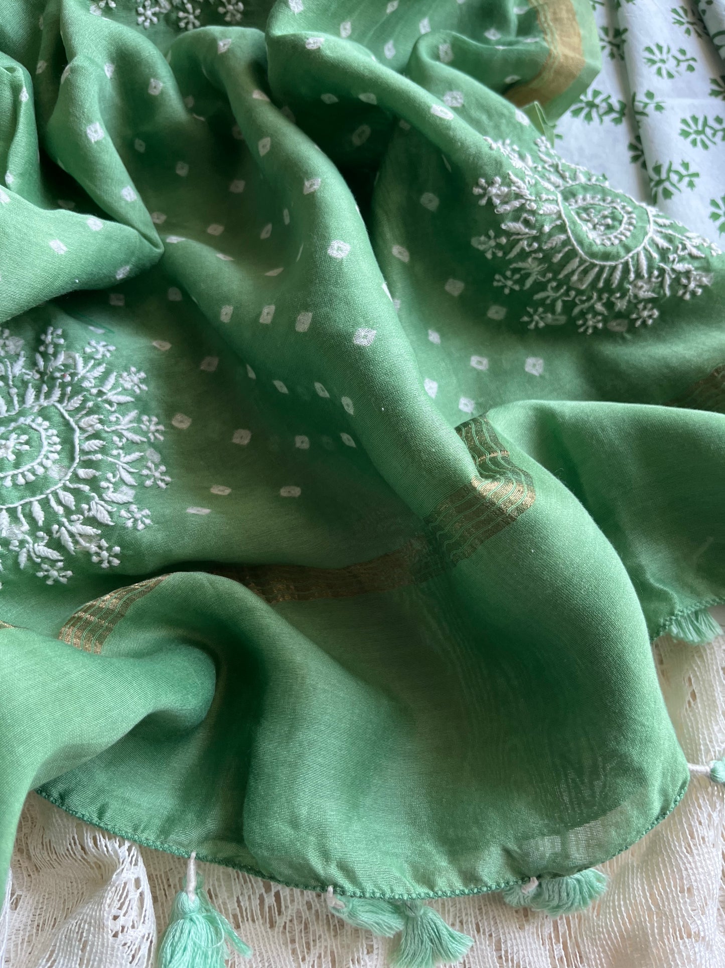 Cotton kurta bottom chikankari dupatta