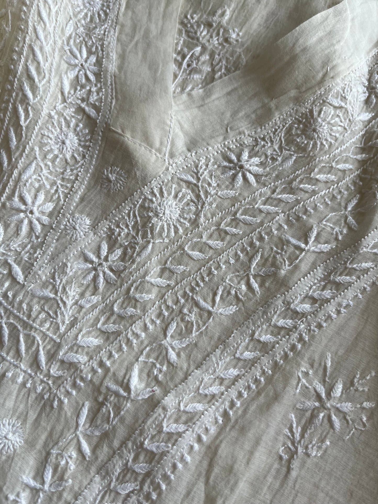 Chanderi chikan shirt and a-bottom