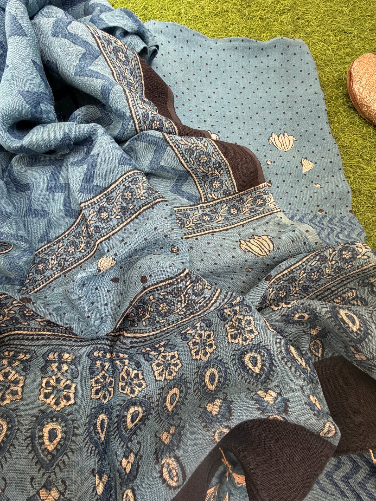 Linen Ajrakh Kurta and dupatta