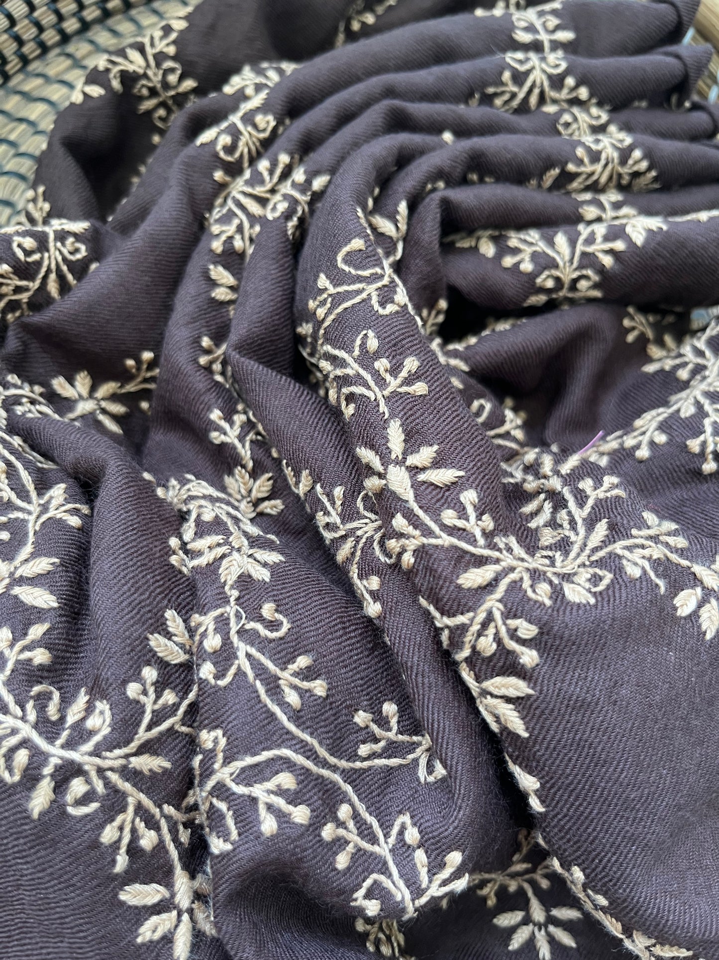 Pure wool chikankari shawl
