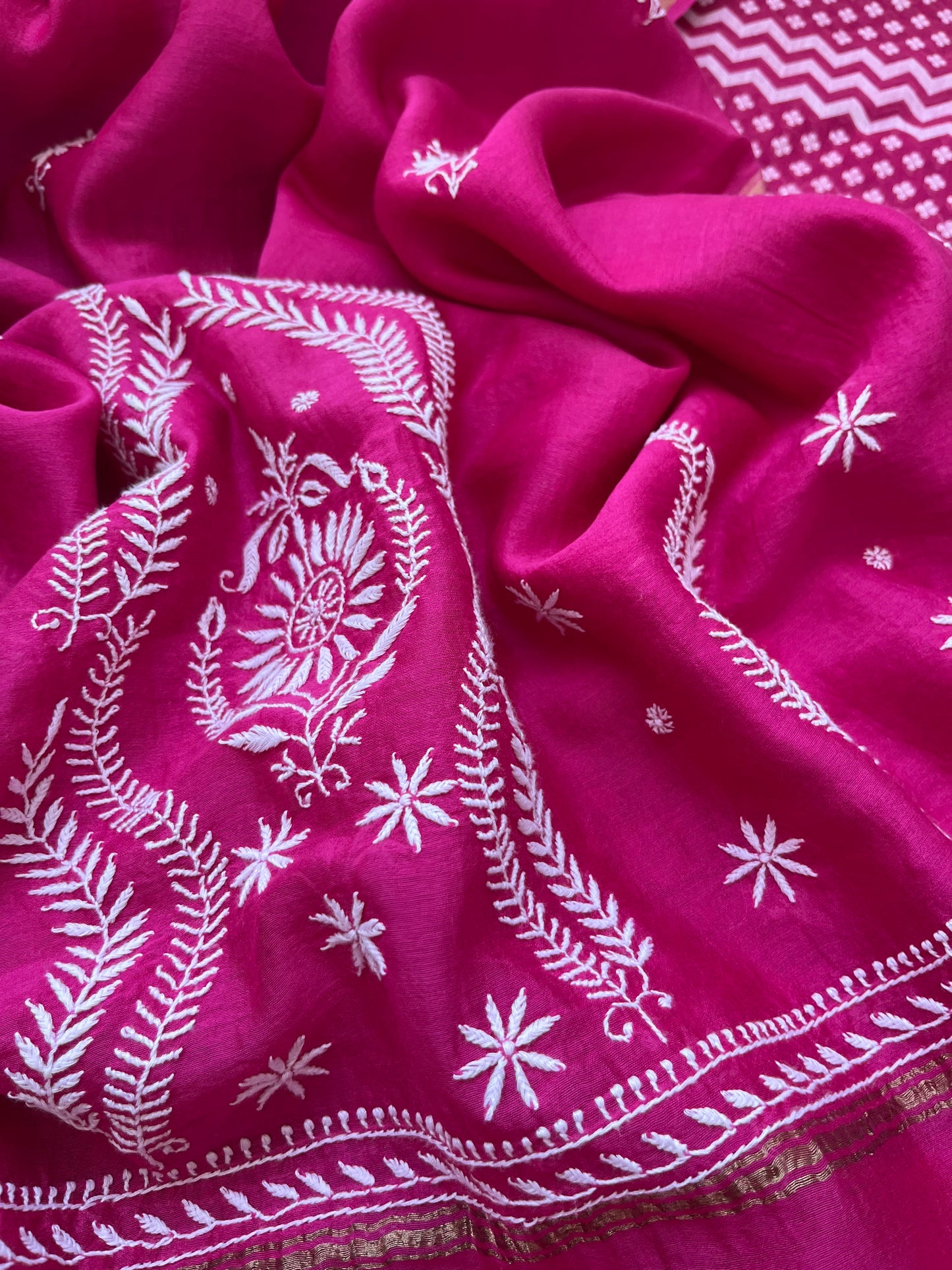 Jaamdani kurta chikankari dupatta