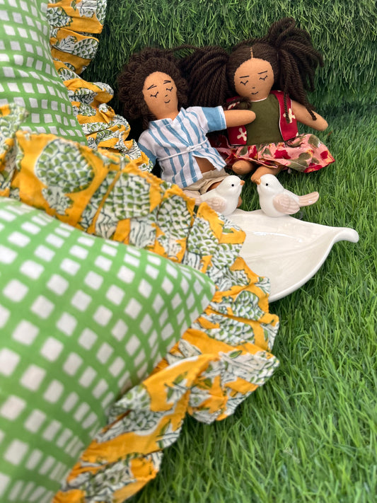 Cotton block print cushion cover set