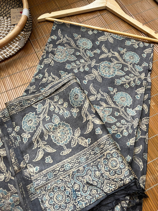 Tussar silk Ajrakh Kurta and dupatta