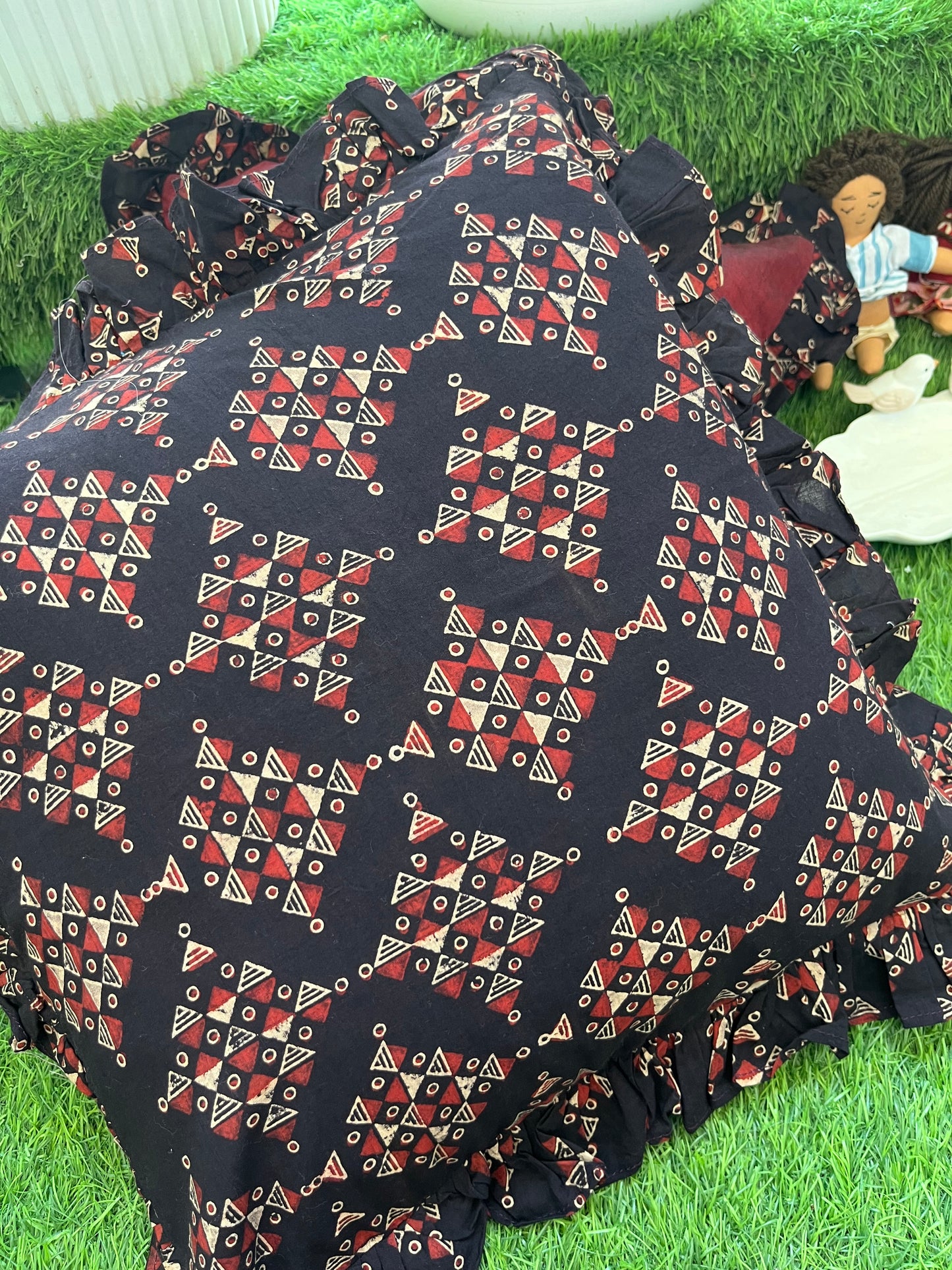 Cotton block print cushion cover set