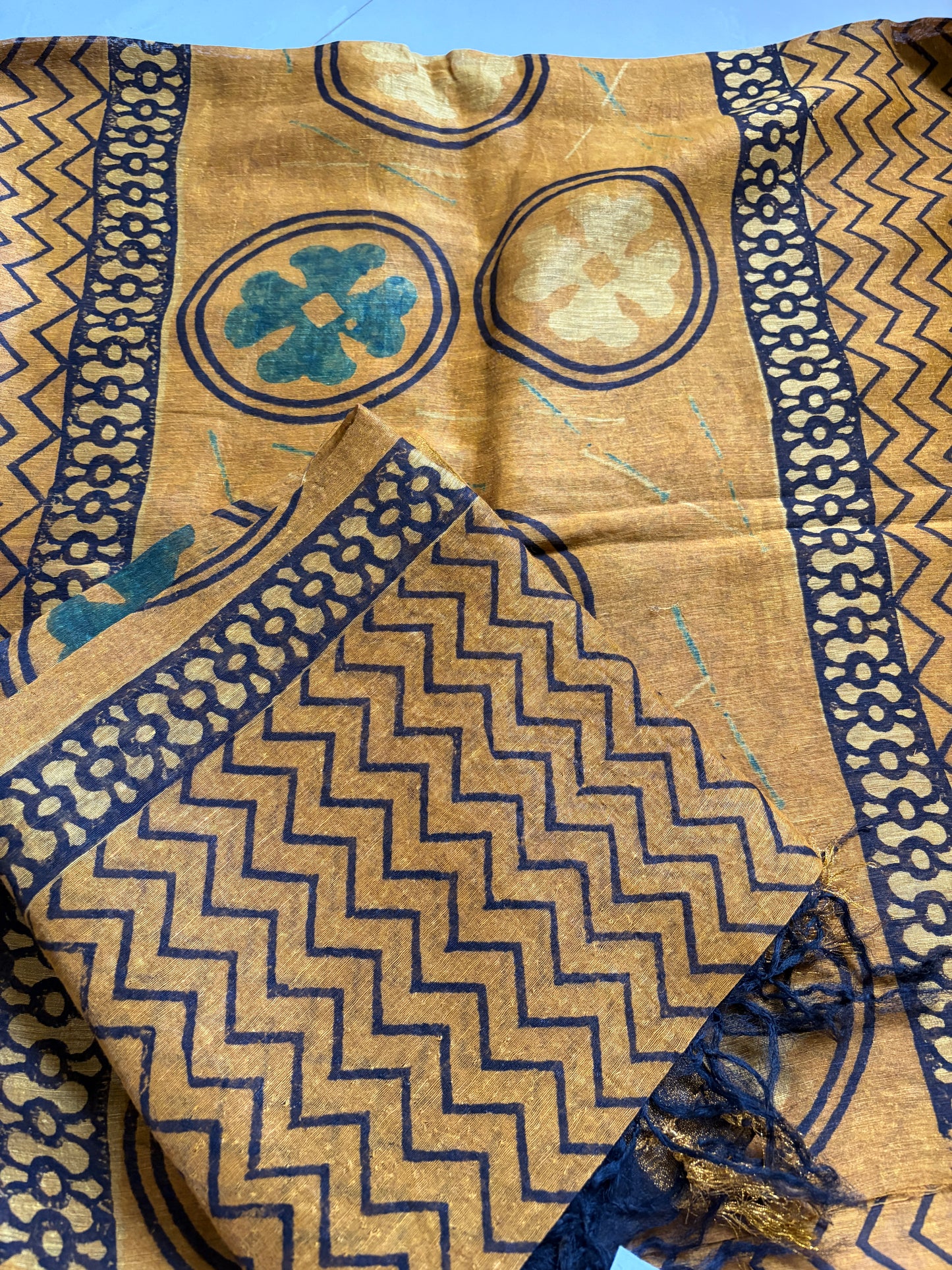 Linen Ajrakh Kurta and dupatta