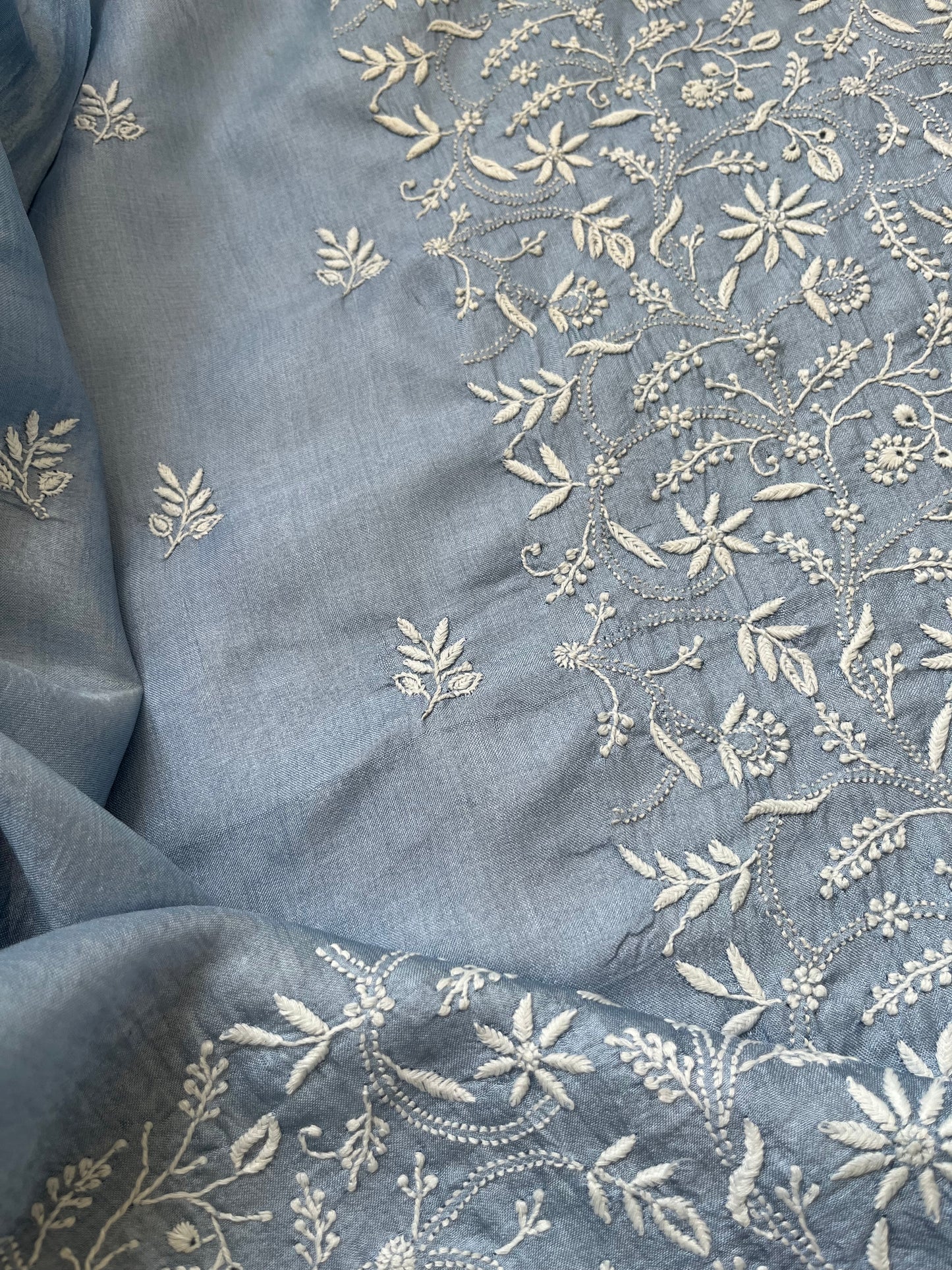 Tussar Silk Chikankari kurta Dupatta