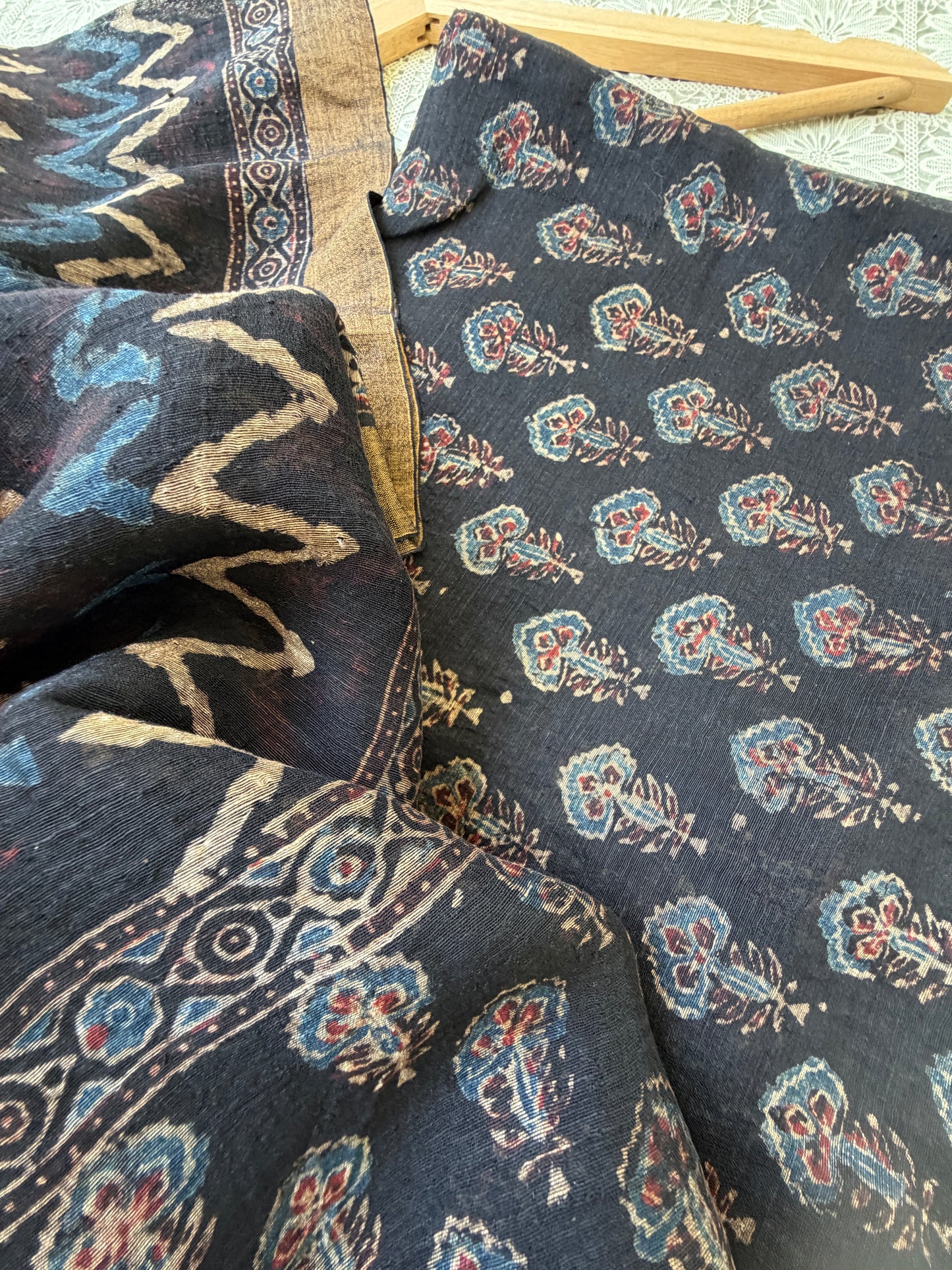 Linen Ajrakh Kurta and dupatta