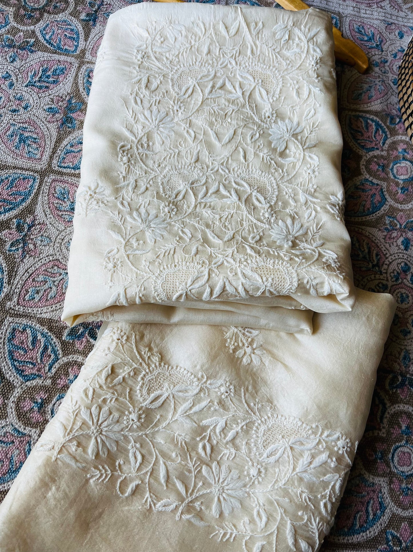 Tussar Silk Chikankari kurta Dupatta