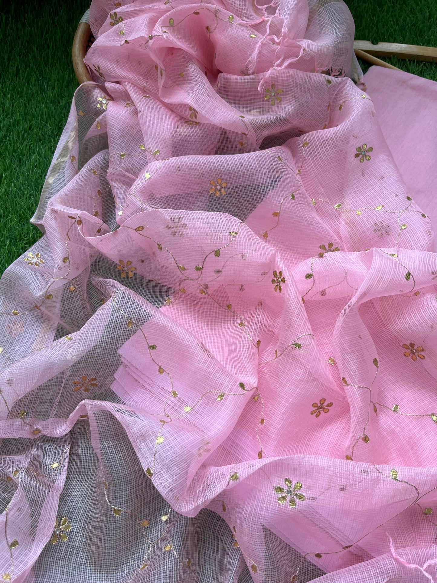 त्योहार :kota silk gota patti Dupatta with plain chanderi kurta bottom Fabric