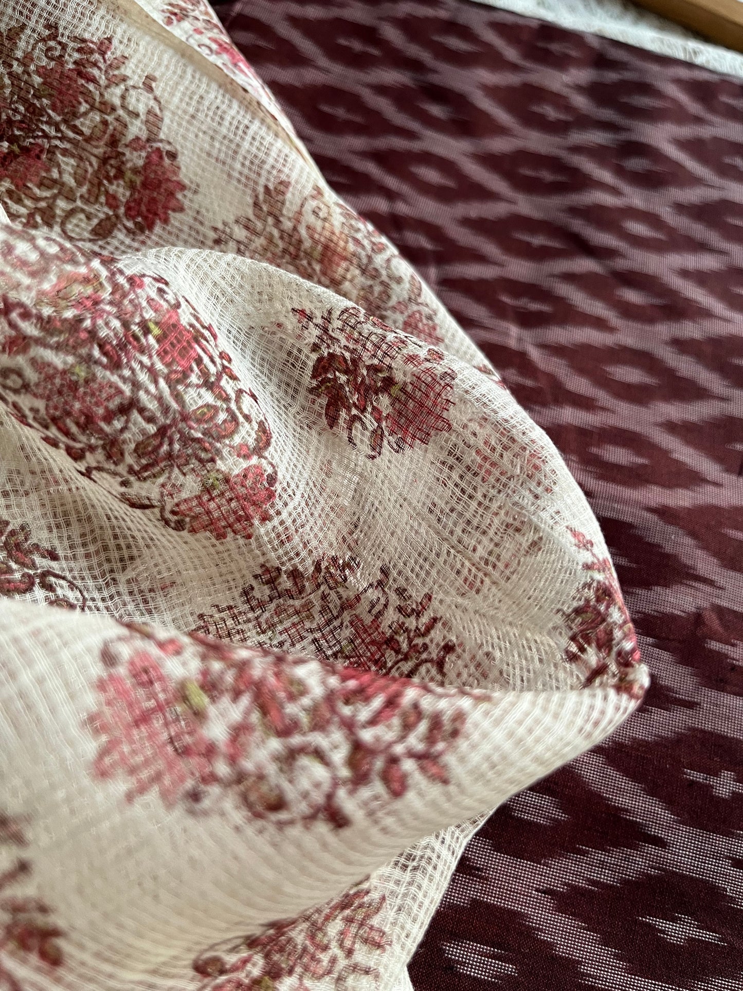 Cotton mercerised ikkat kurta bottom Kota Doria dupatta