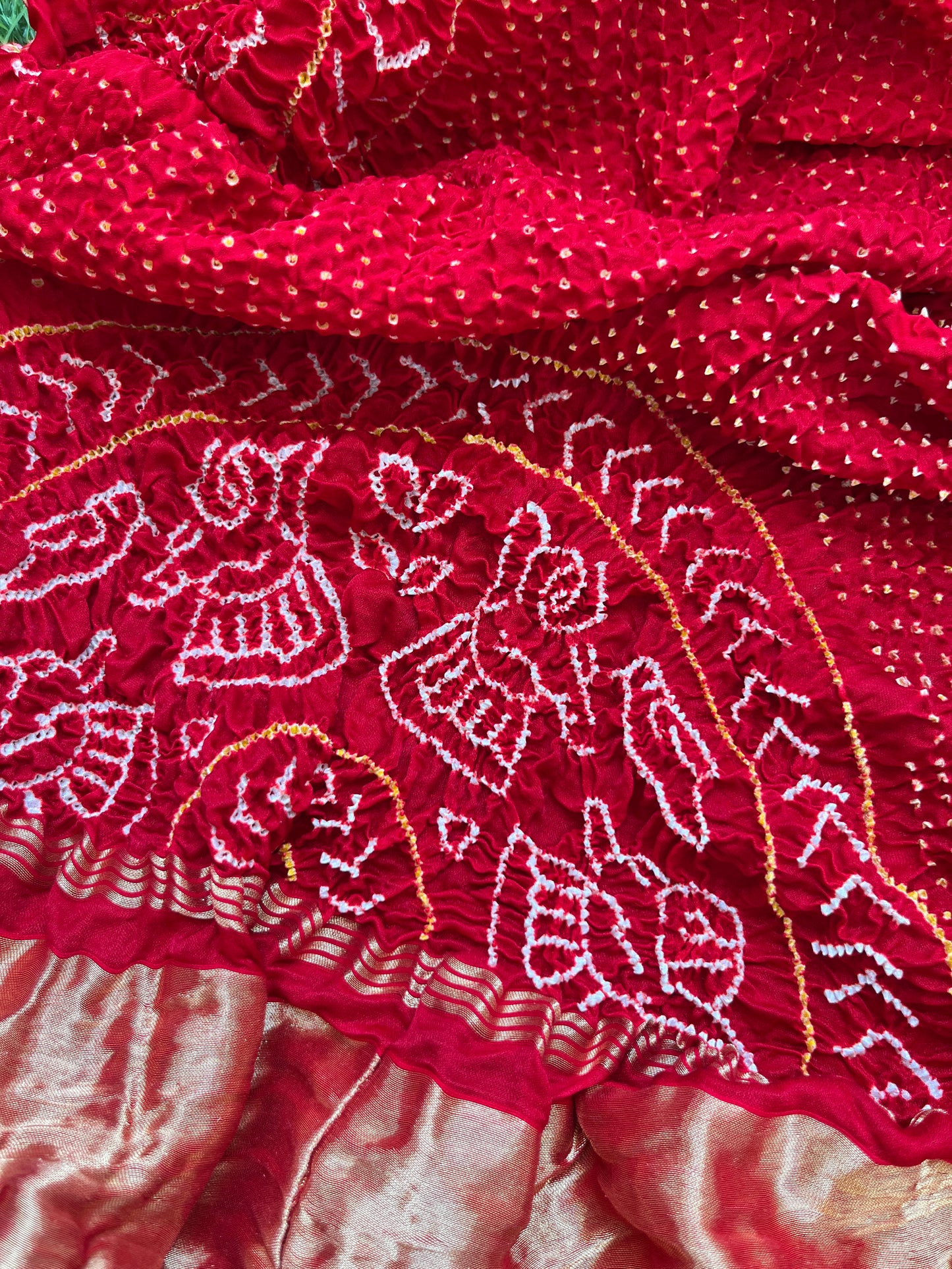 Silk thread work kurta fabric with Bandhani dupatta