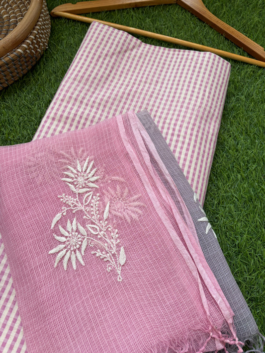 Khadi kurta Kota Doria chikankari dupatta