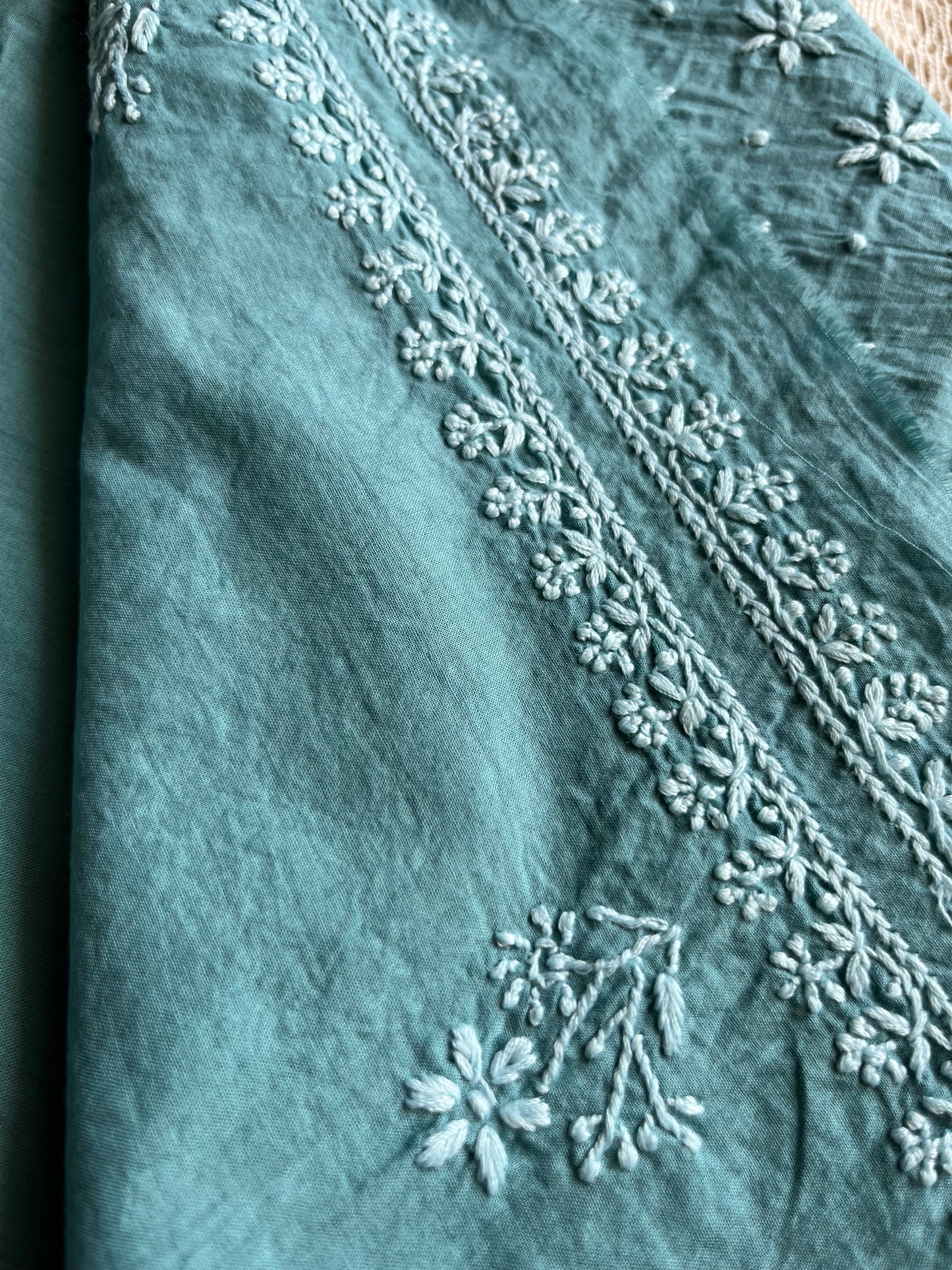 Cotton chikankari kurta kota doria dupatta