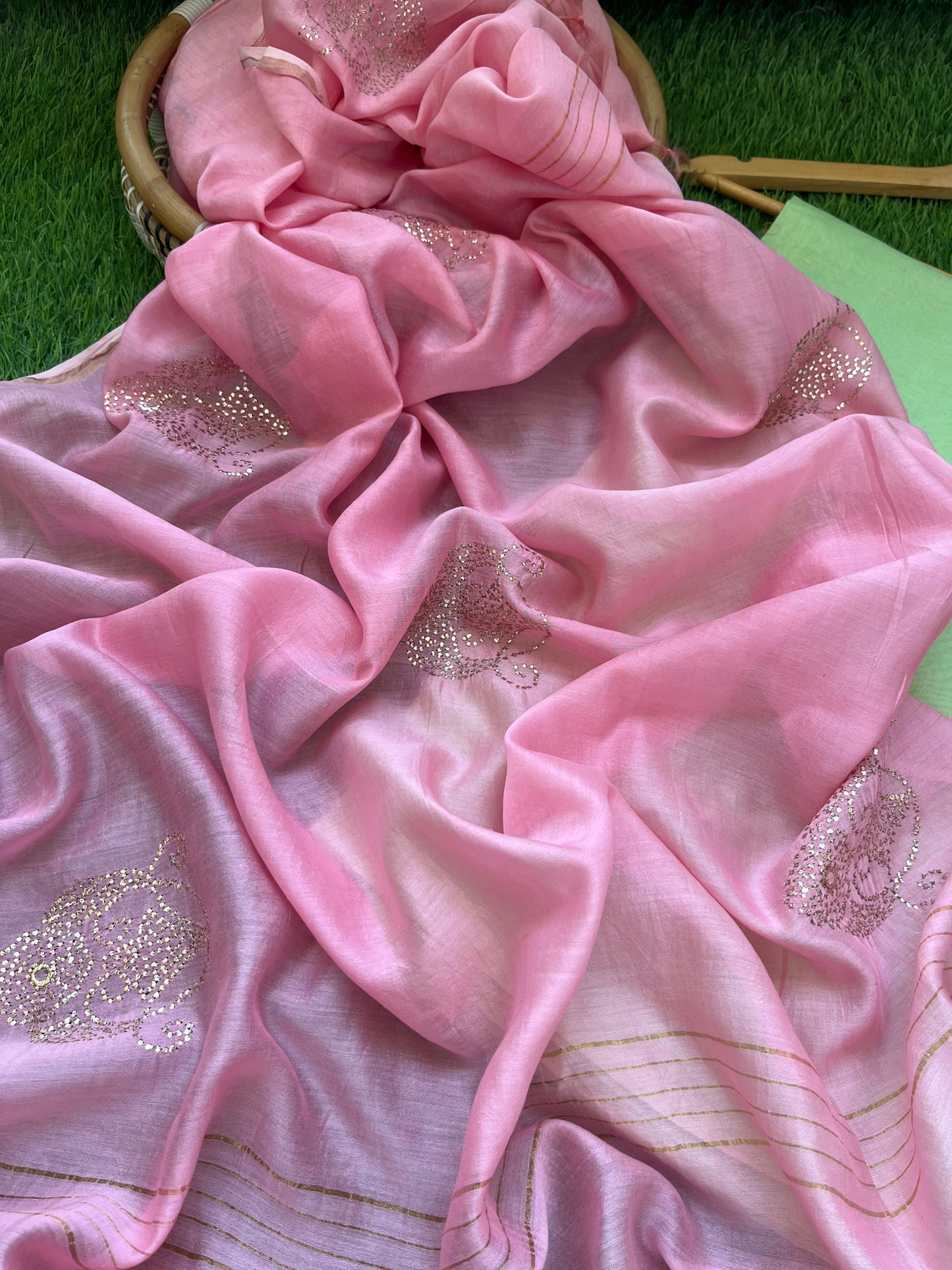 Chanderi Mukaish work Dupatta plain suit fabric