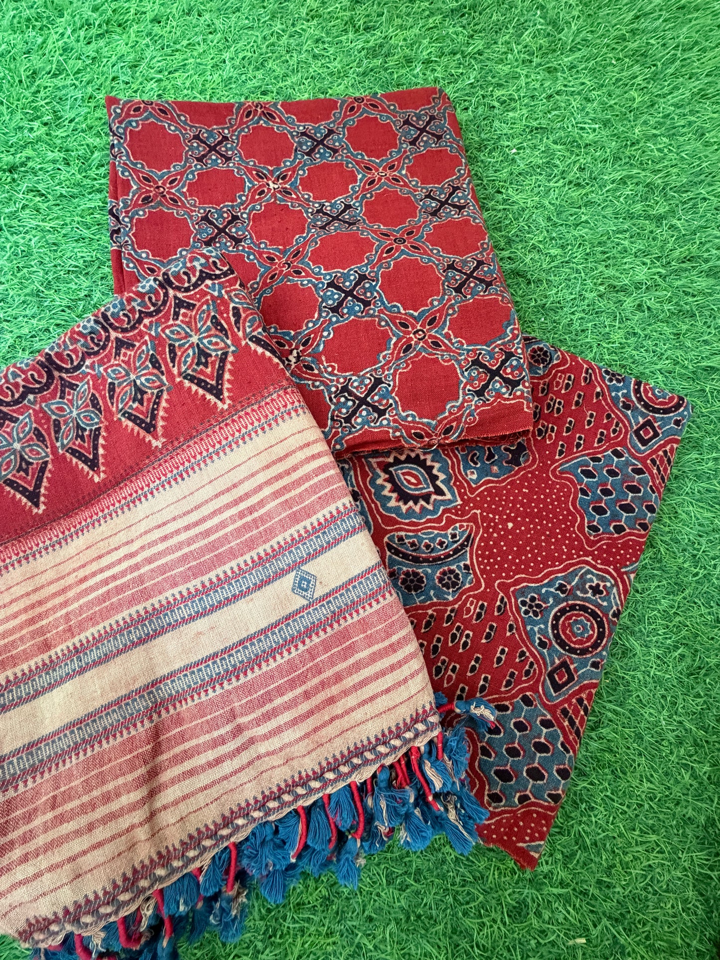 Kala Cotton Ajrakh Kurta bottom and dupatta