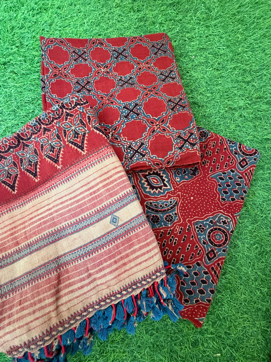 Kala Cotton Ajrakh Kurta bottom and dupatta