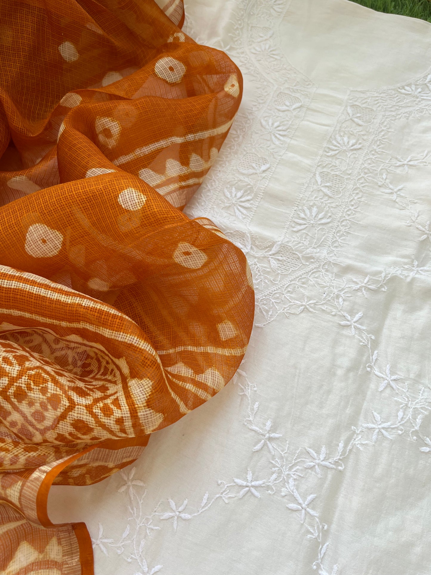 Kota Silk block print dupatta with chanderi Kurta