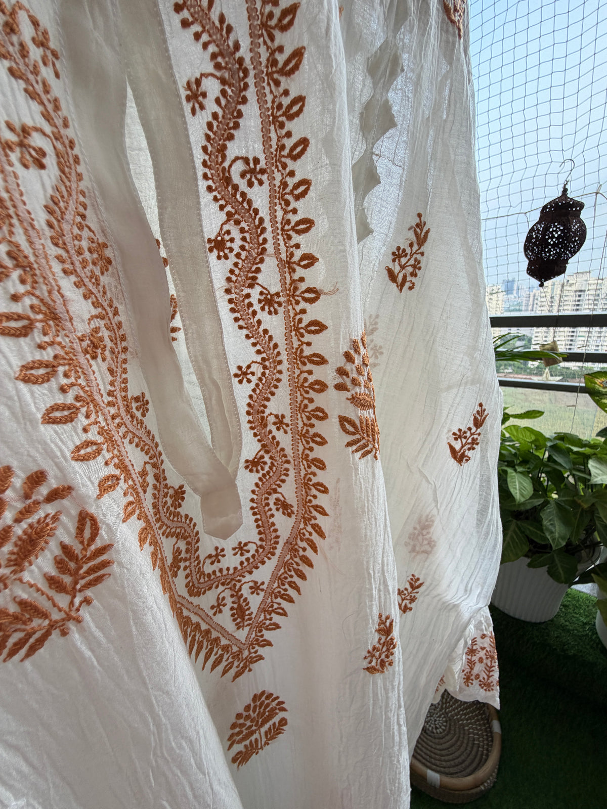 Chikankari daraz chanderi Kurta