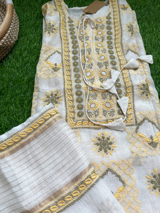 Chanderi Chikankari Kurta Dupatta