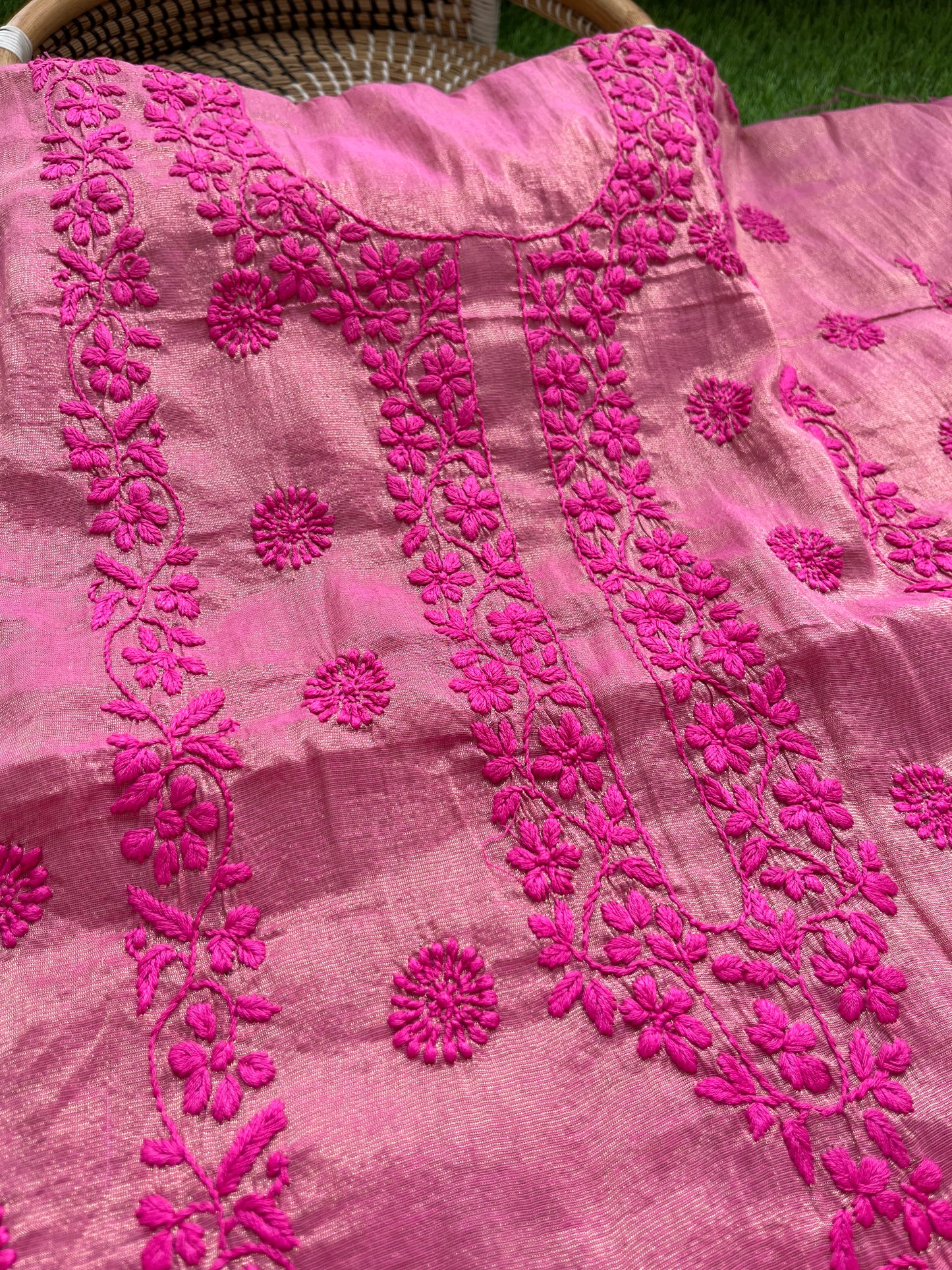 Tissue chikan work Kurti