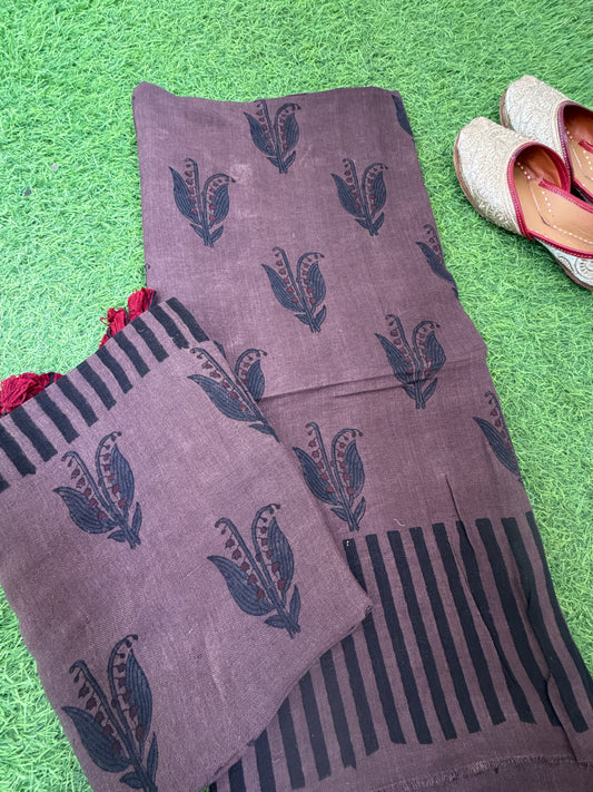 Linen Ajrakh Kurta and dupatta