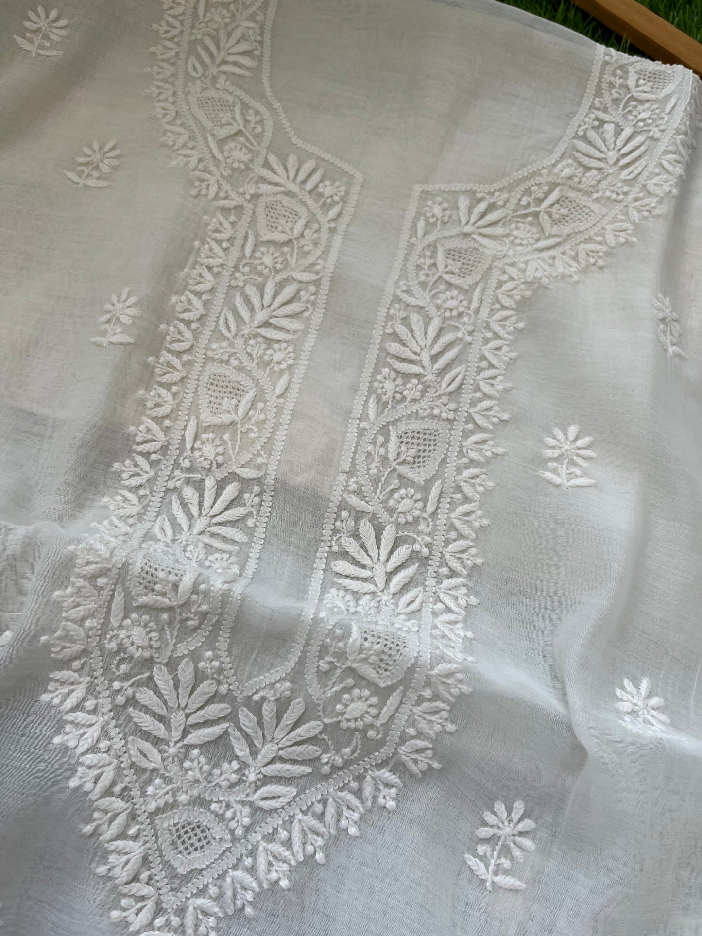 Chanderi chikankari kurta