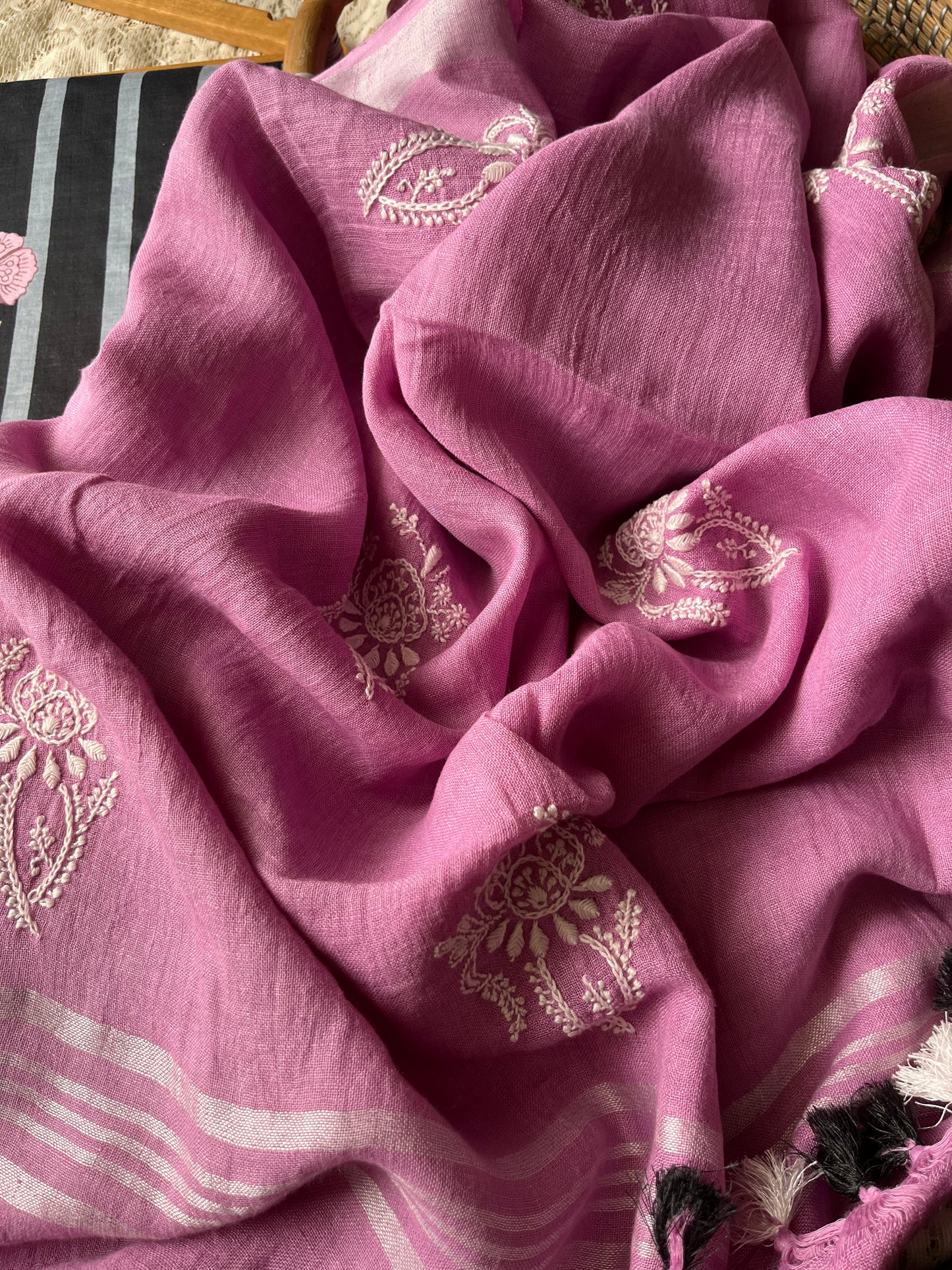 Cotton block print kurta bottom fabric chikan work dupatta