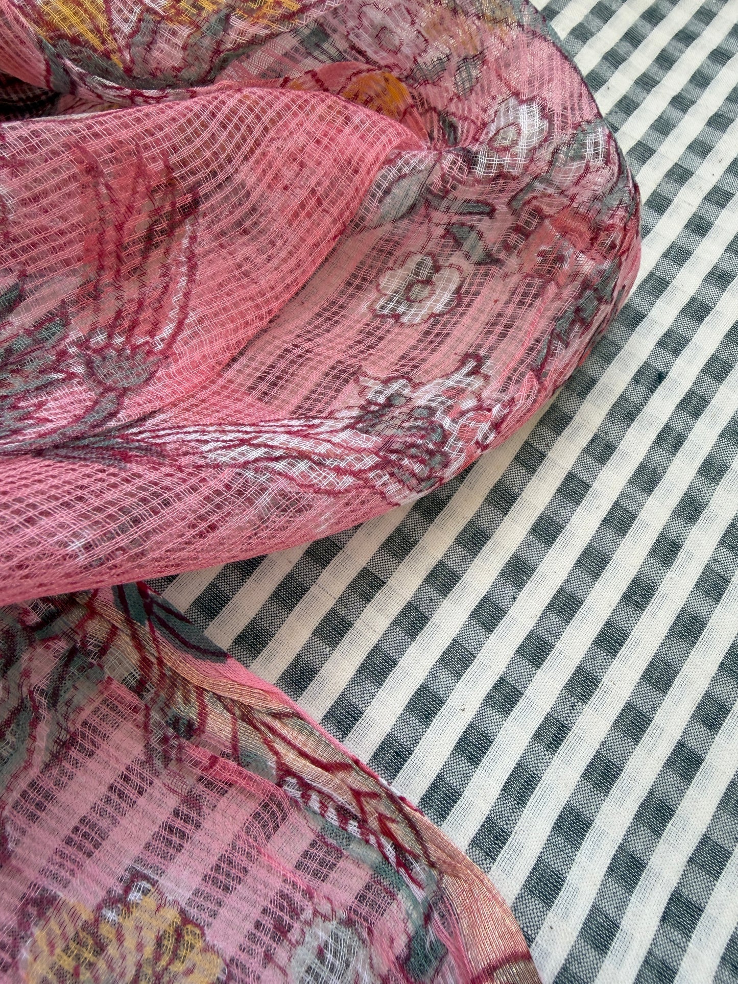 Muslin Khadi check kurta fabric kota dupatta