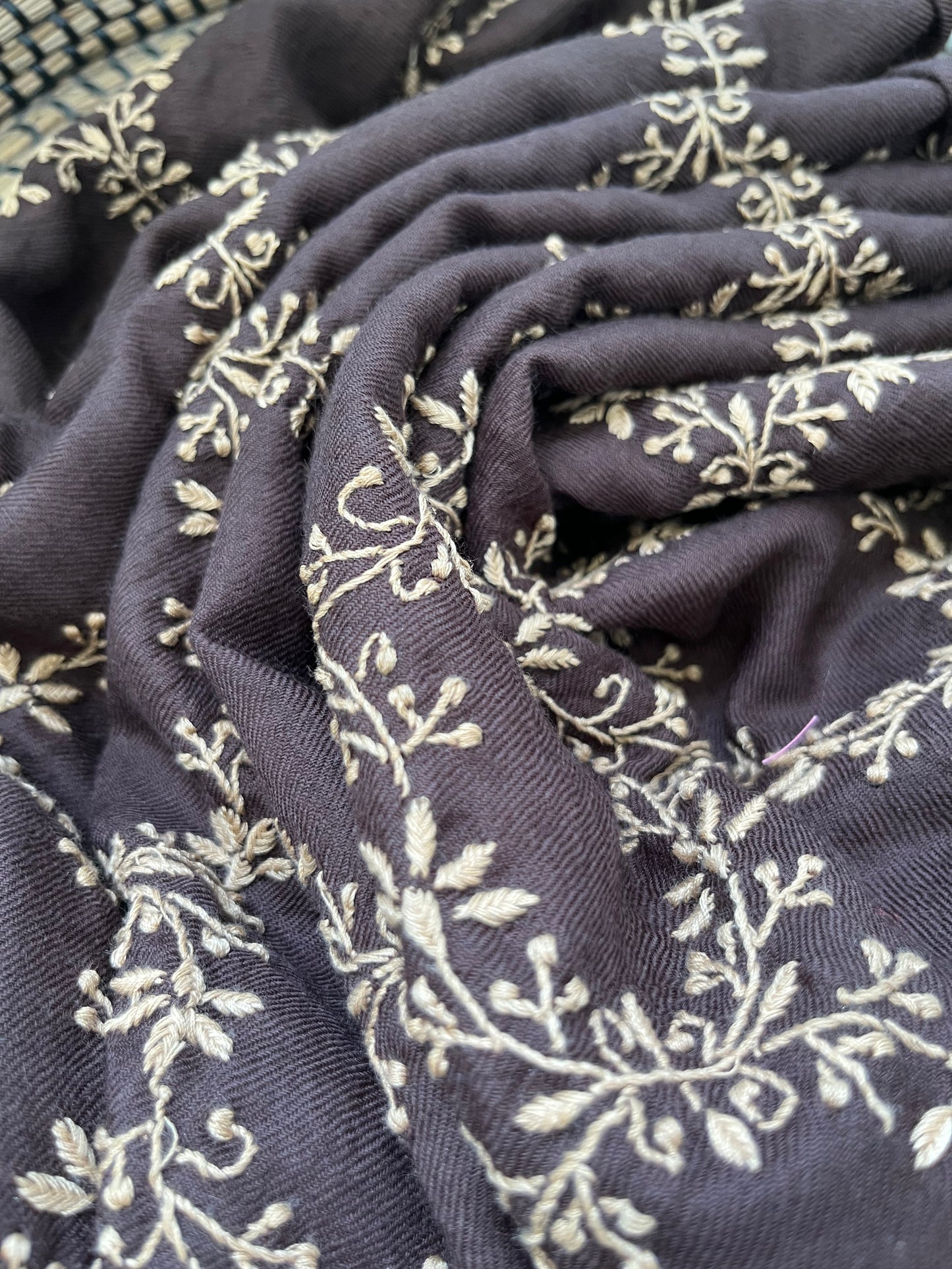 Pure wool chikankari shawl