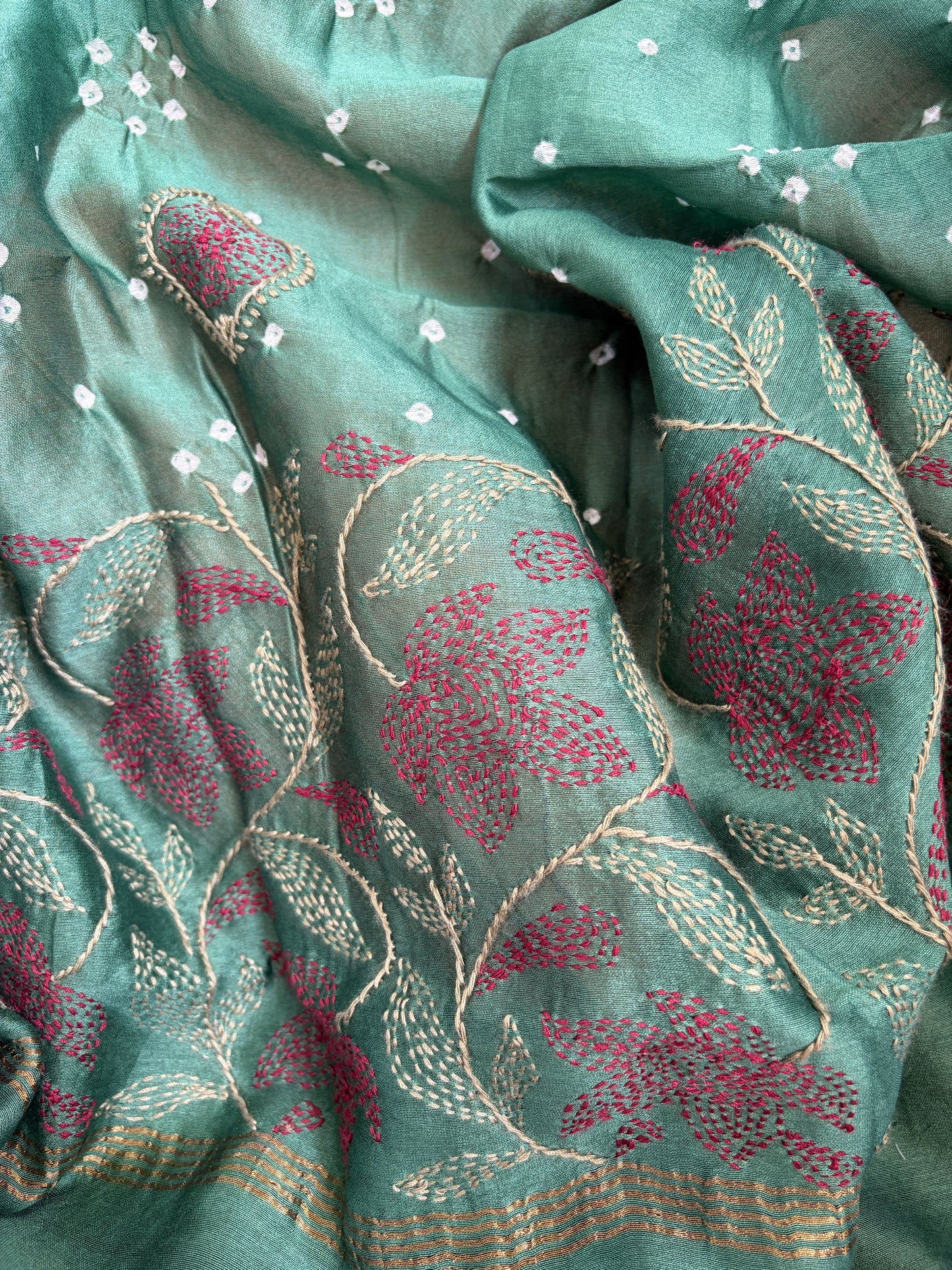 Plain mangalgiri kurta bottom pure chanderi bandhani chikankari dupatta