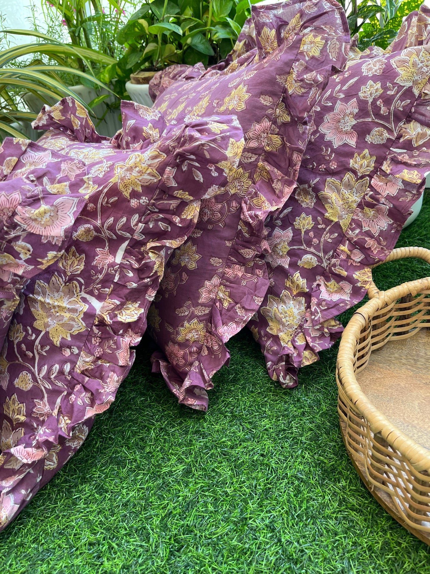 Cotton block print cushion cover