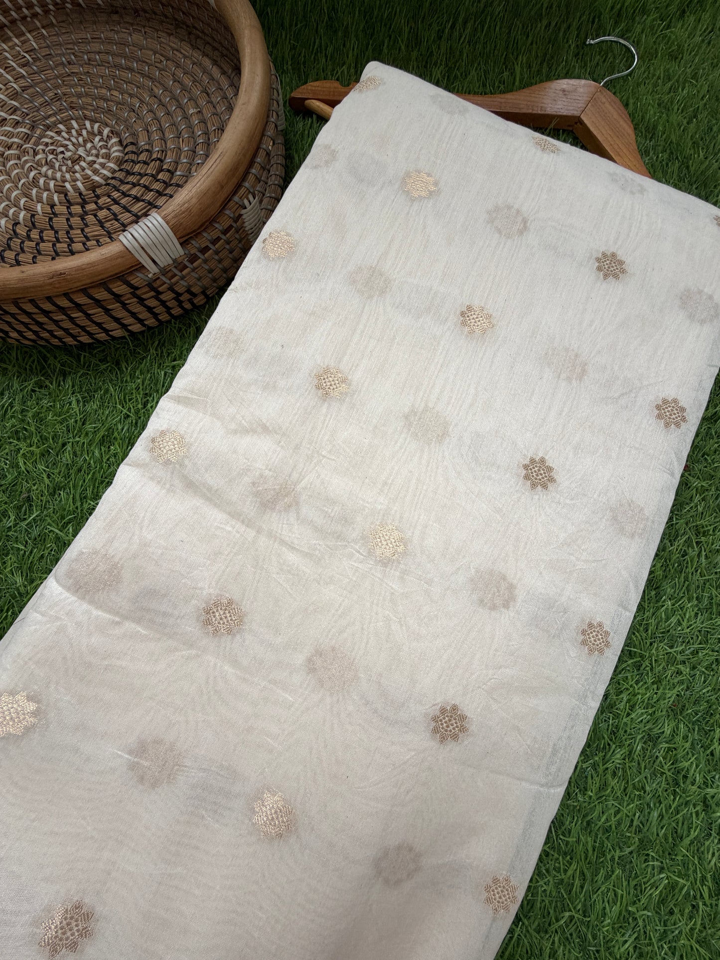 Chanderi banarasi booti fabric