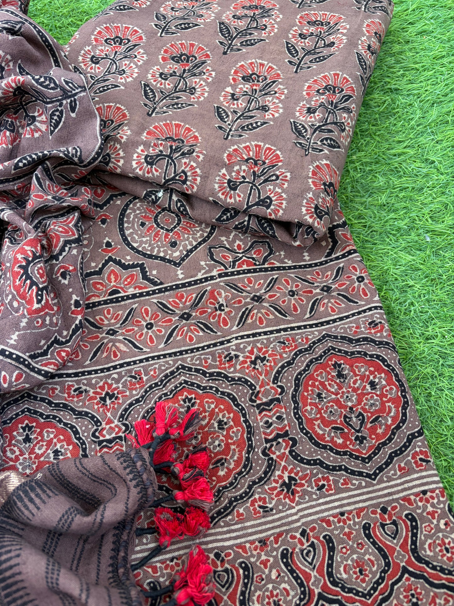 Kala Cotton Ajrakh Kurta bottom and dupatta