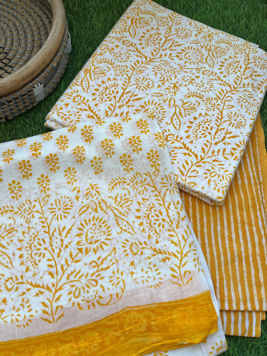 Cotton 3 pc set - kurta Bottom Dupatta