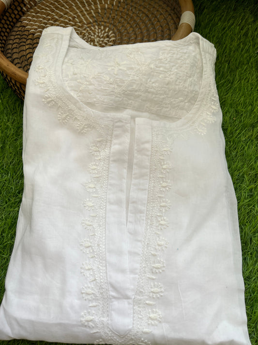 Mul chikankari kurta ( Semi Stitched)