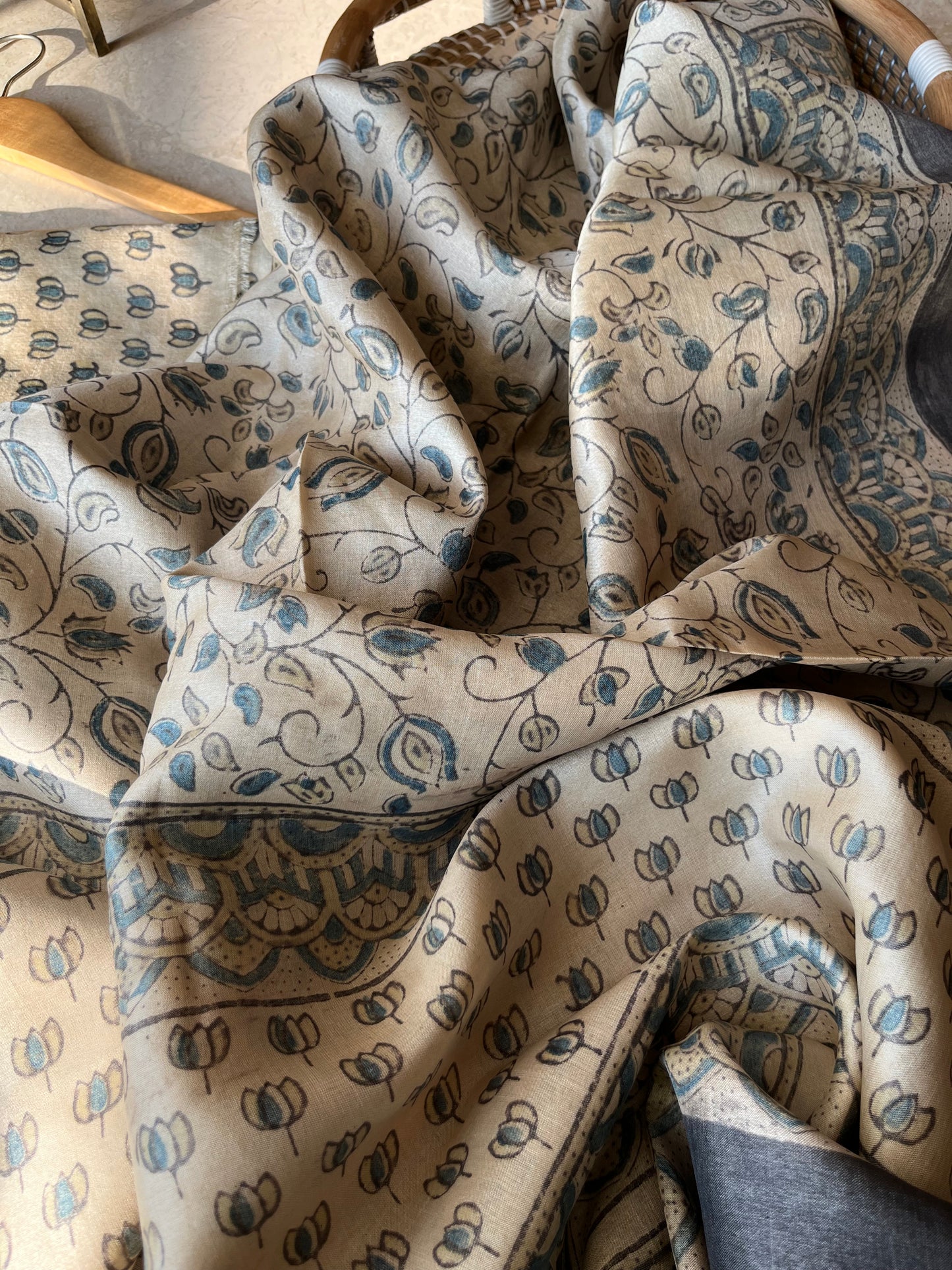 Tussar silk Ajrakh Kurta and dupatta