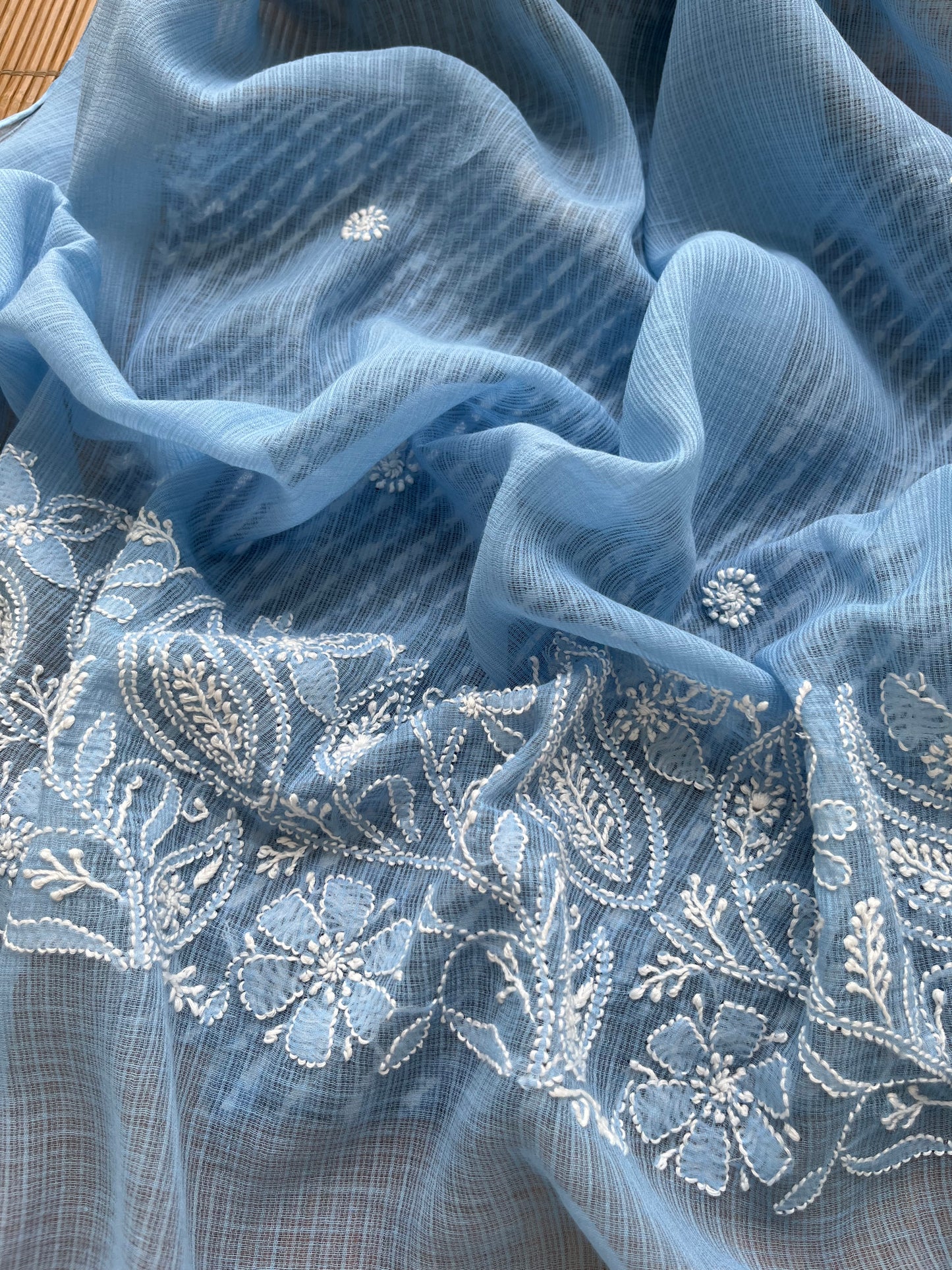 Chikankari Dupatta and print kurta Fabric