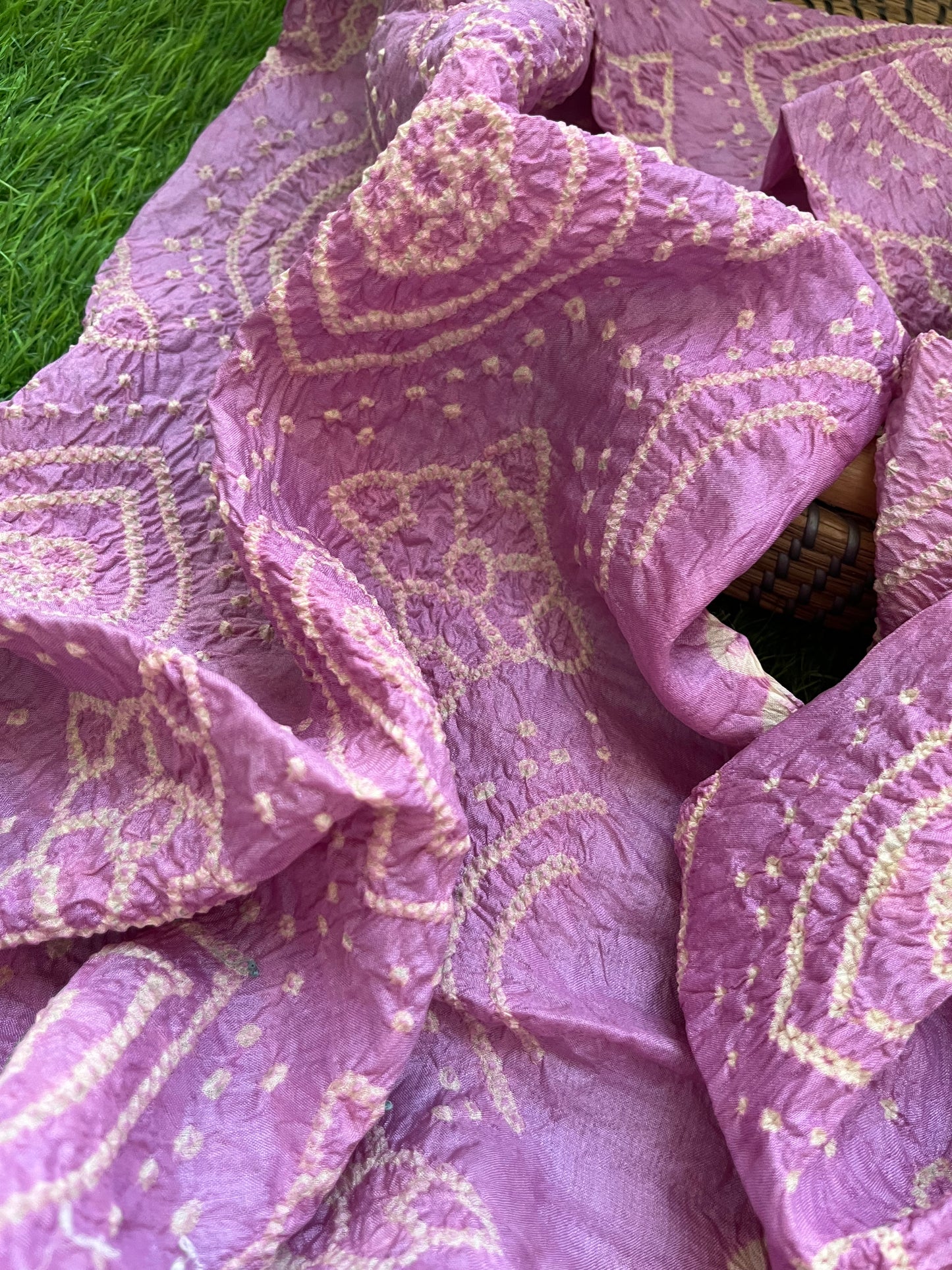 Tussar silk Bandhani dupatta plain kurta