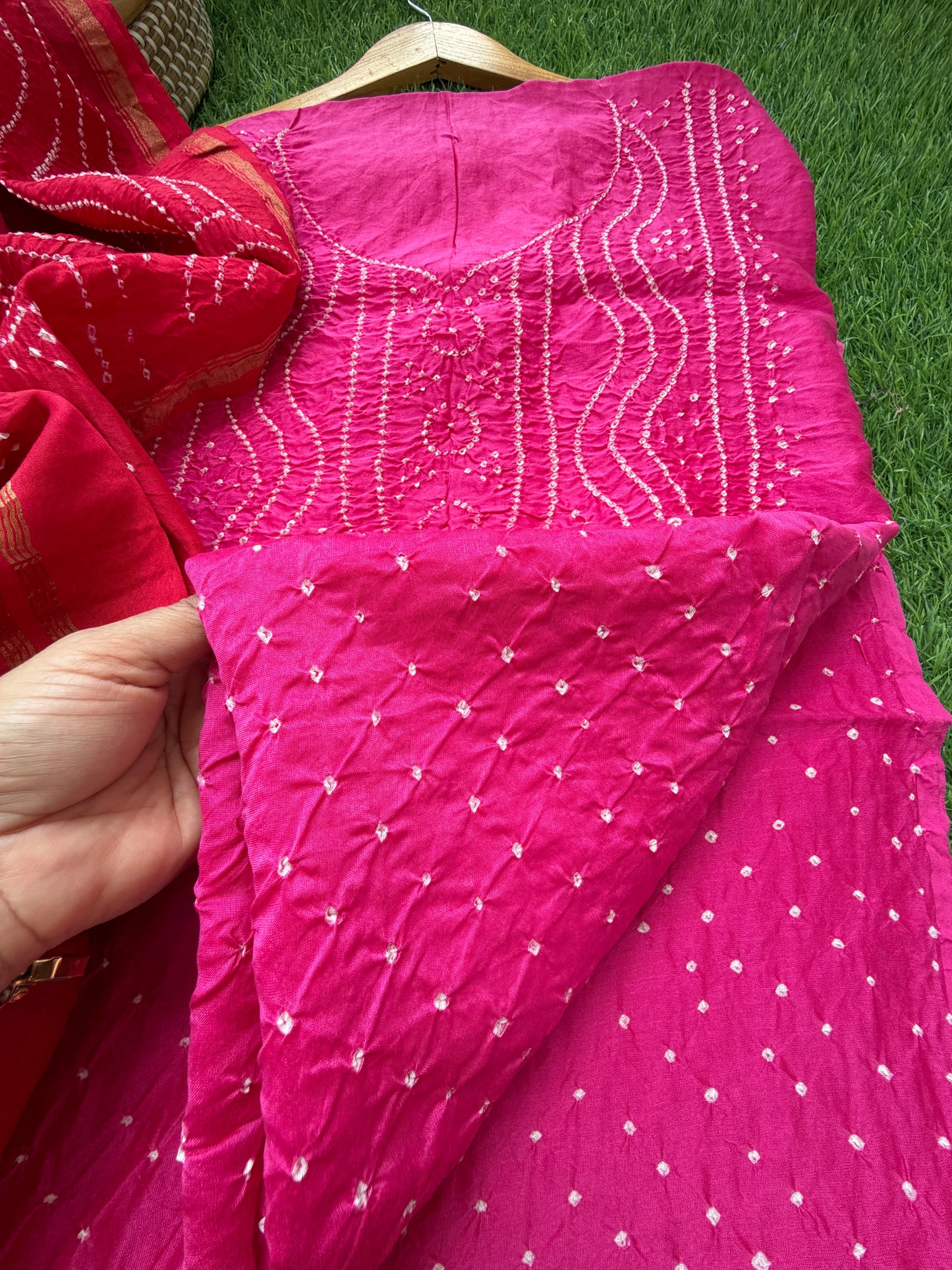 Chanderi Bandhani kurta dupatta