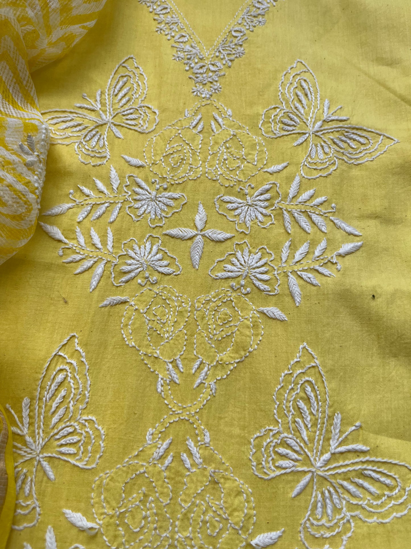 Kala cotton chikan kurta kota dupatta