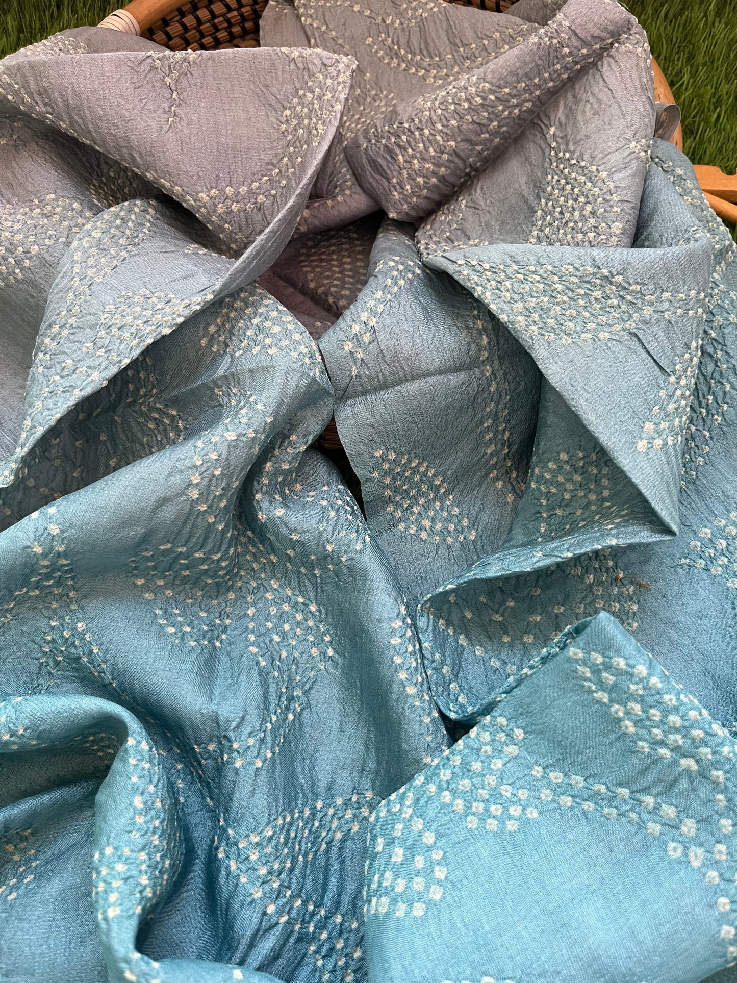 Tussar silk Bandhani dupatta plain kurta