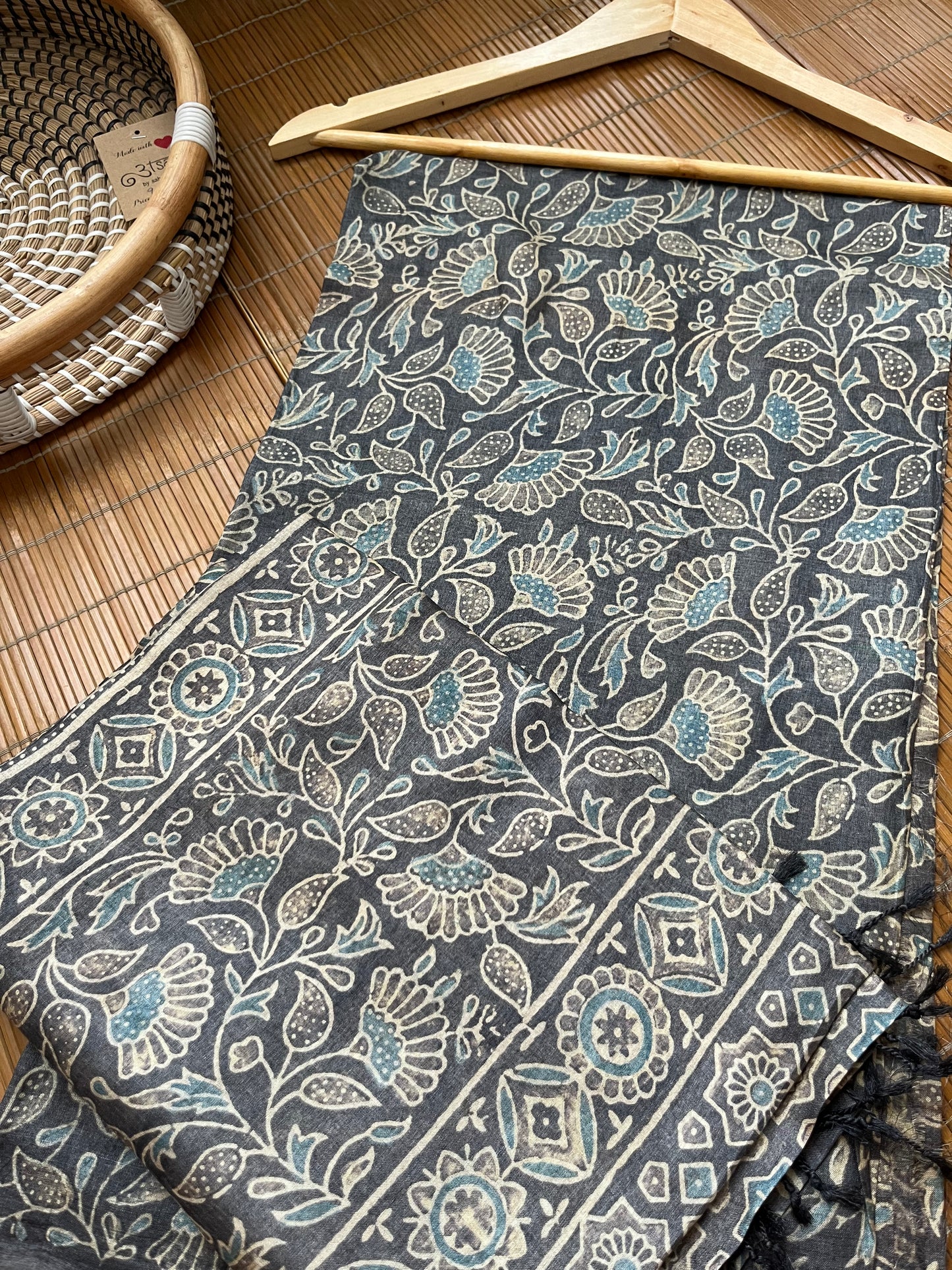 Tussar silk Ajrakh Kurta and dupatta