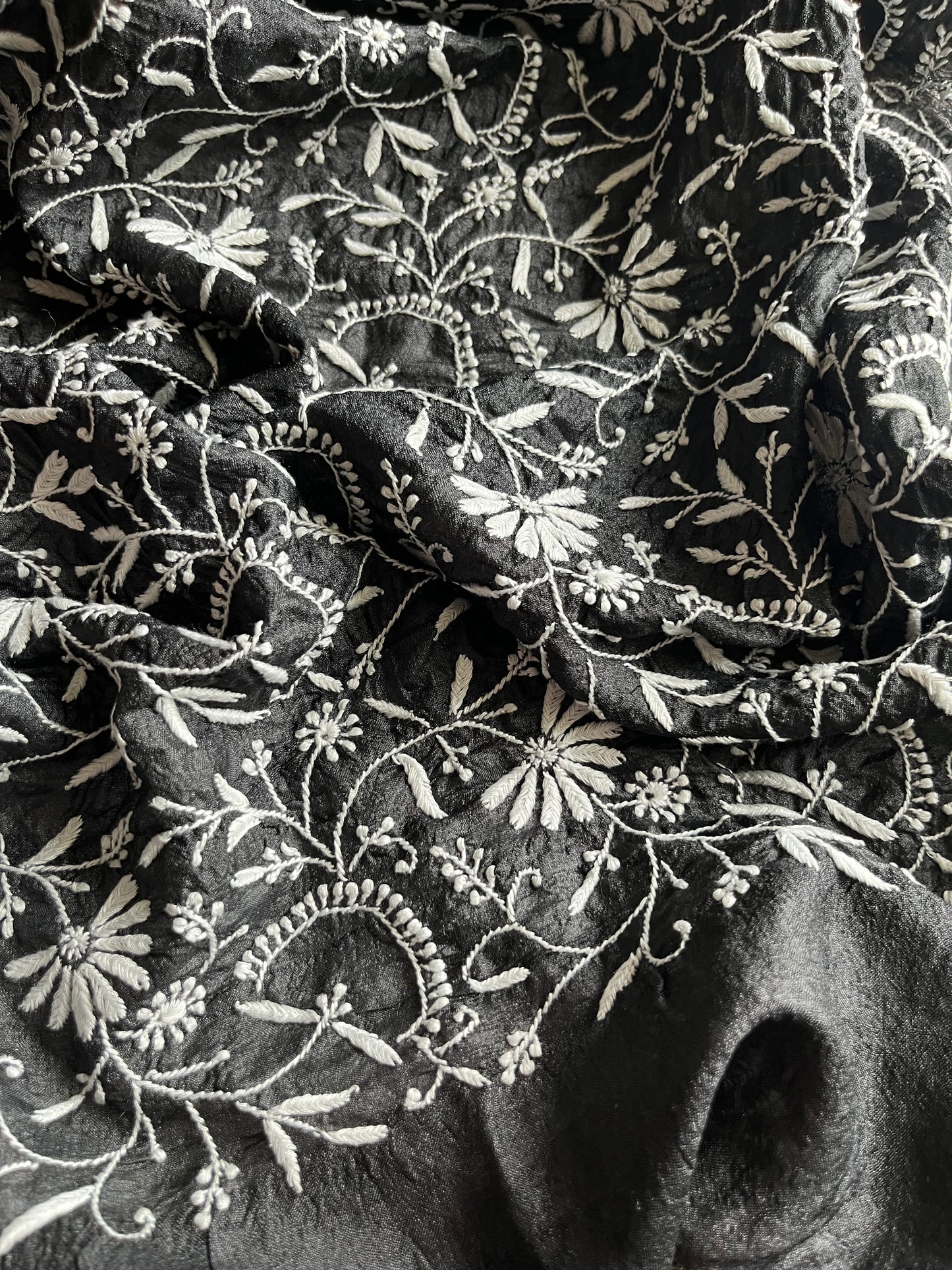 Chanderi Chikankari kurta with tussar dupatta