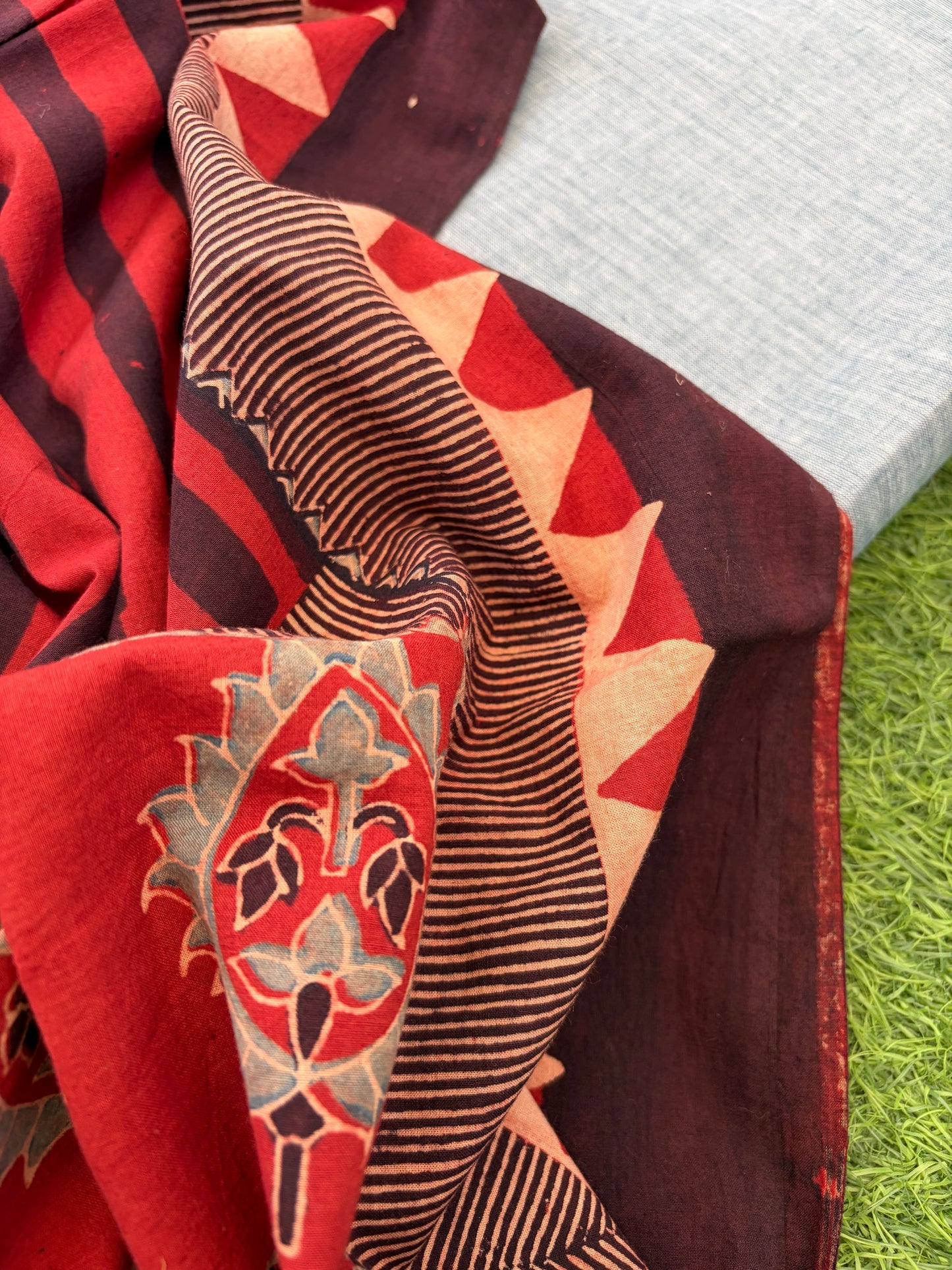 Mangalgiri kurta Bottom and ajrakh dupatta