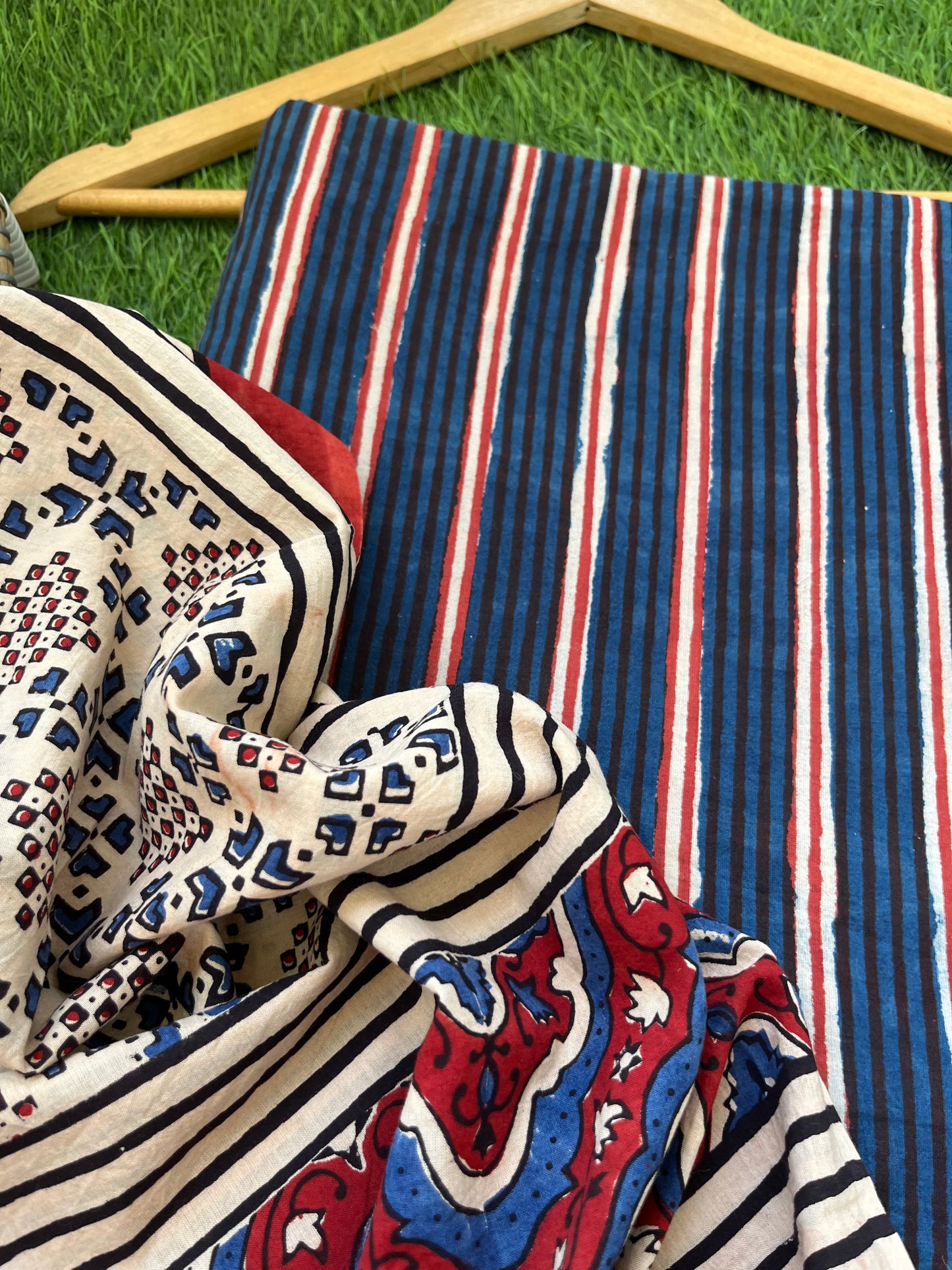 Cotton block print kurta bottom cotton ajrakh dupatta