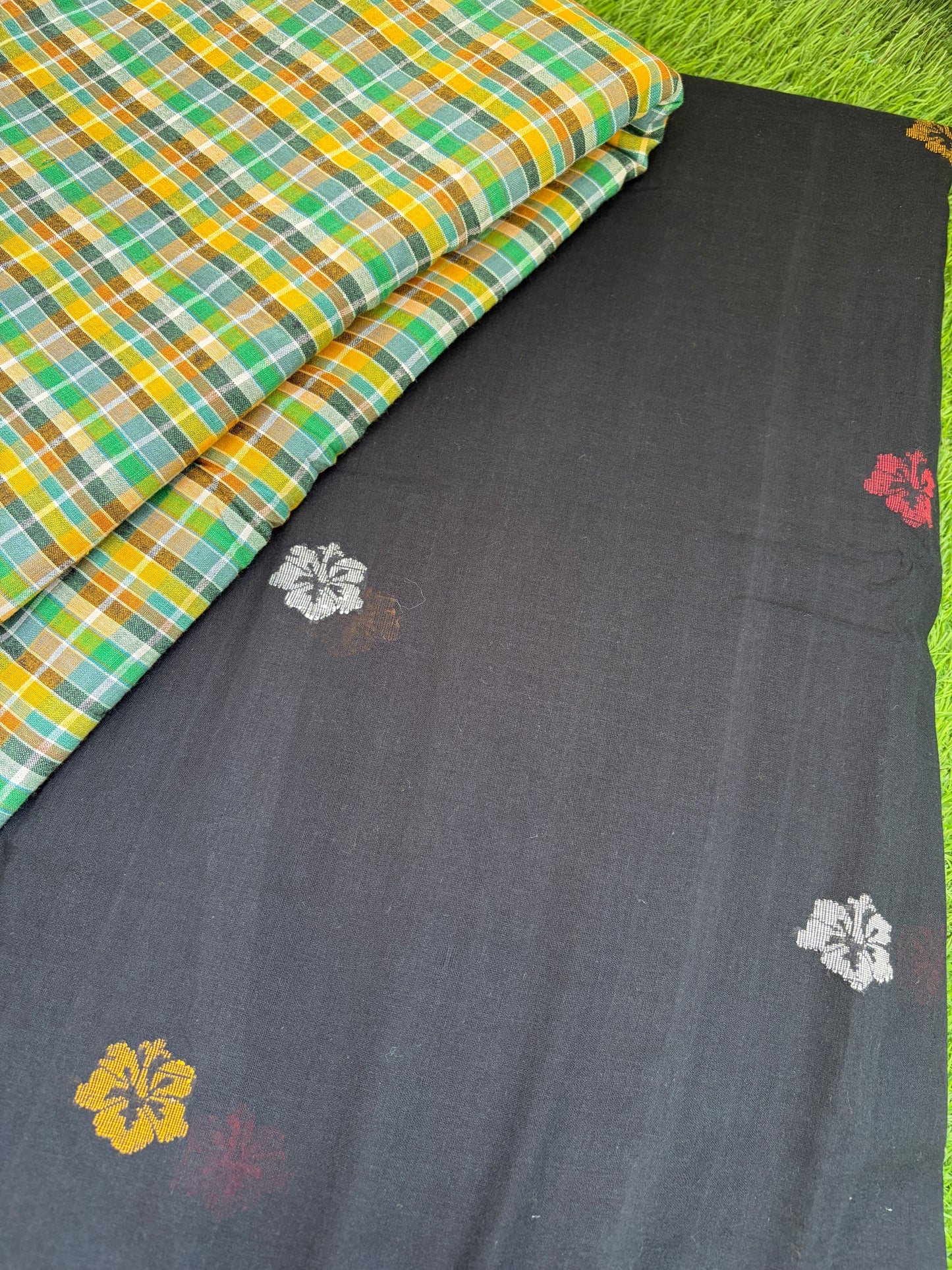 JAamdani khadi kurta check Bottom