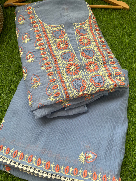 Chanderi Chikankari Kurta Dupatta